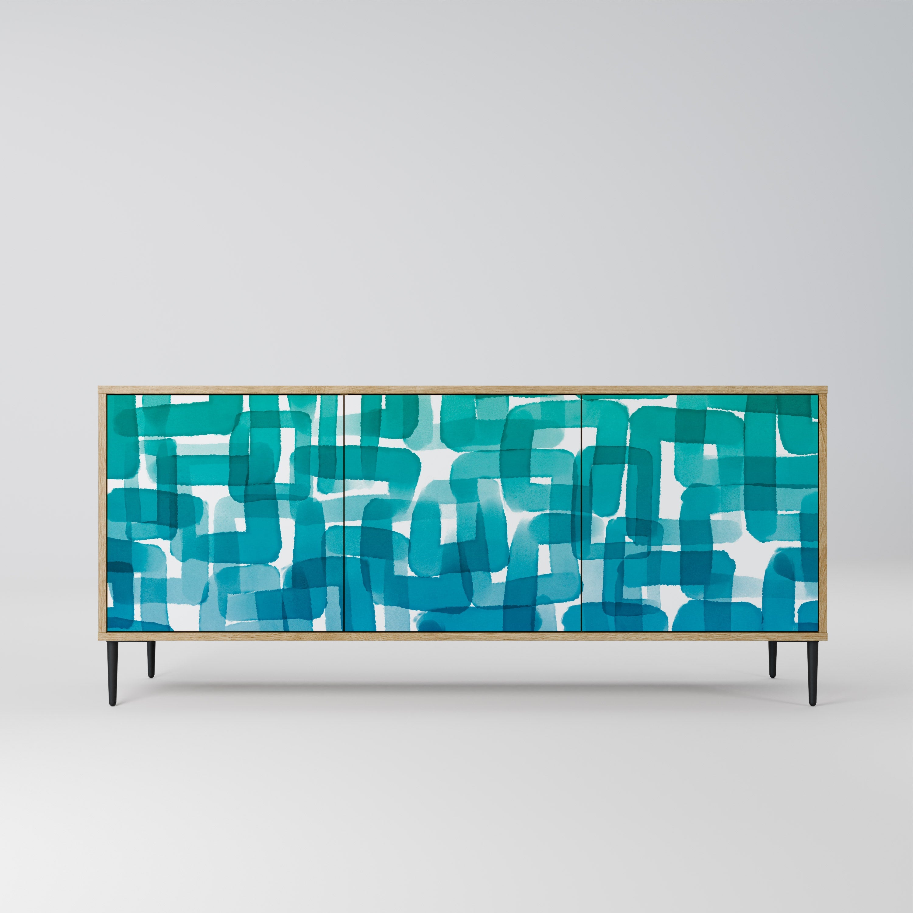 TURQUOISE RECTANGLES 3-türiges Sideboard in Eichenoptik