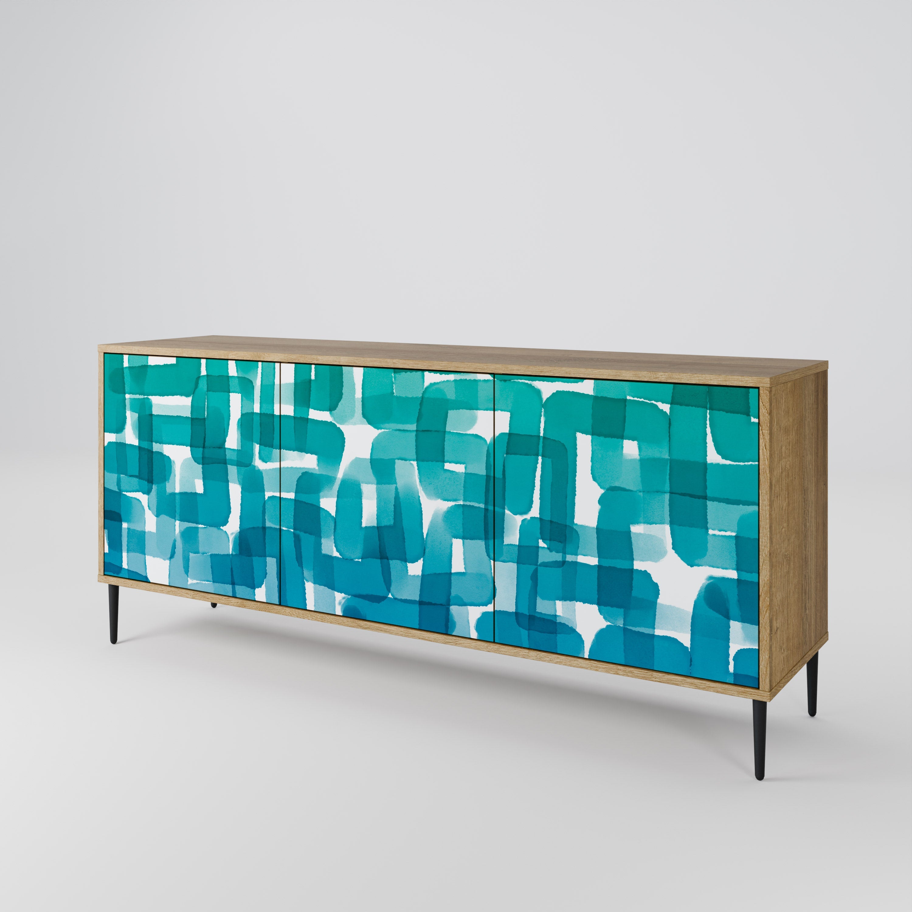 TURQUOISE RECTANGLES 3-türiges Sideboard in Eichenoptik