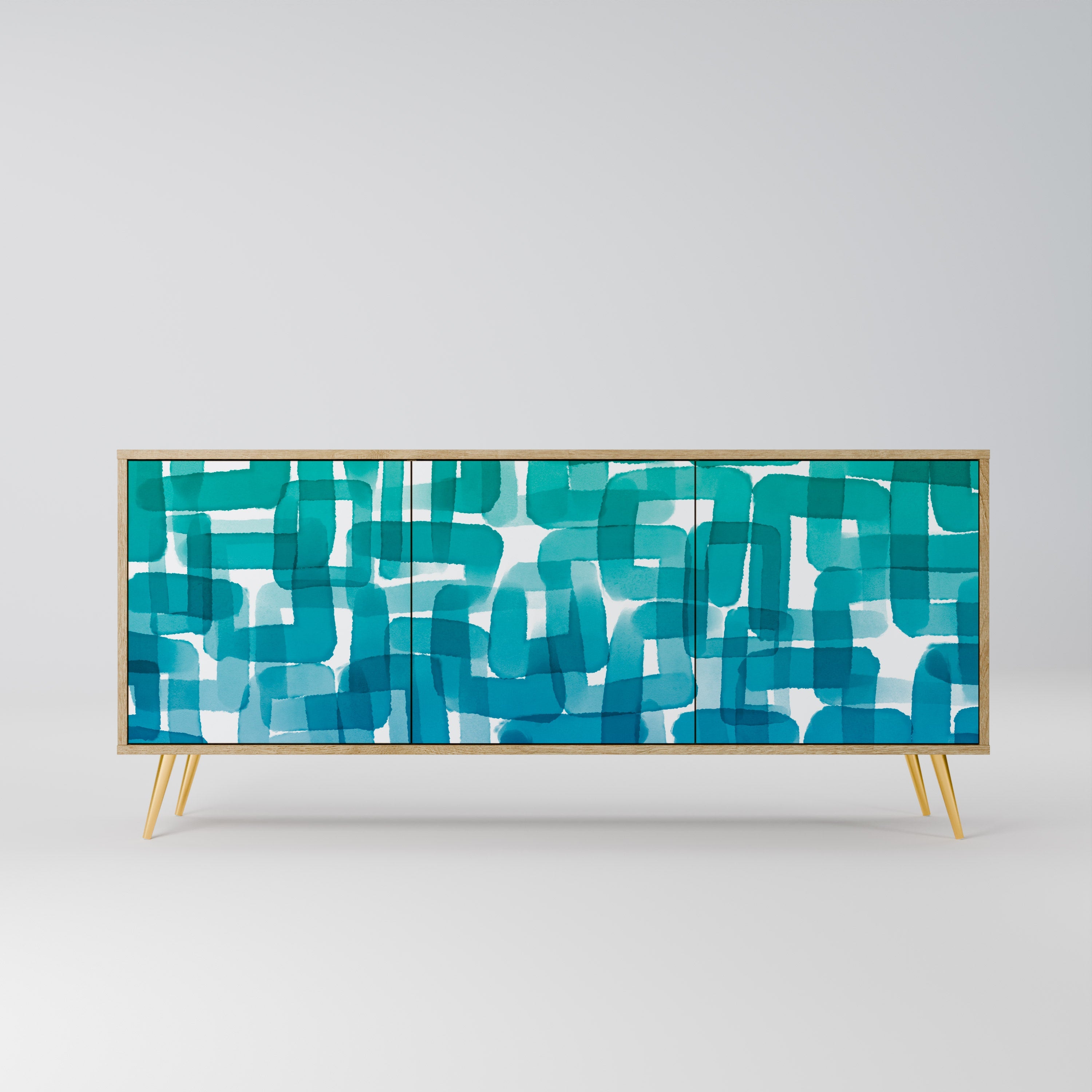TURQUOISE RECTANGLES 3-türiges Sideboard in Eichenoptik