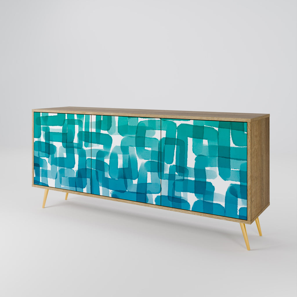 TURQUOISE RECTANGLES 3-türiges Sideboard in Eichenoptik