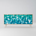 TURQUOISE RECTANGLES 3-Door Sideboard in Oak Effect