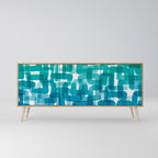 TURQUOISE RECTANGLES 3-Door Sideboard in Oak Effect