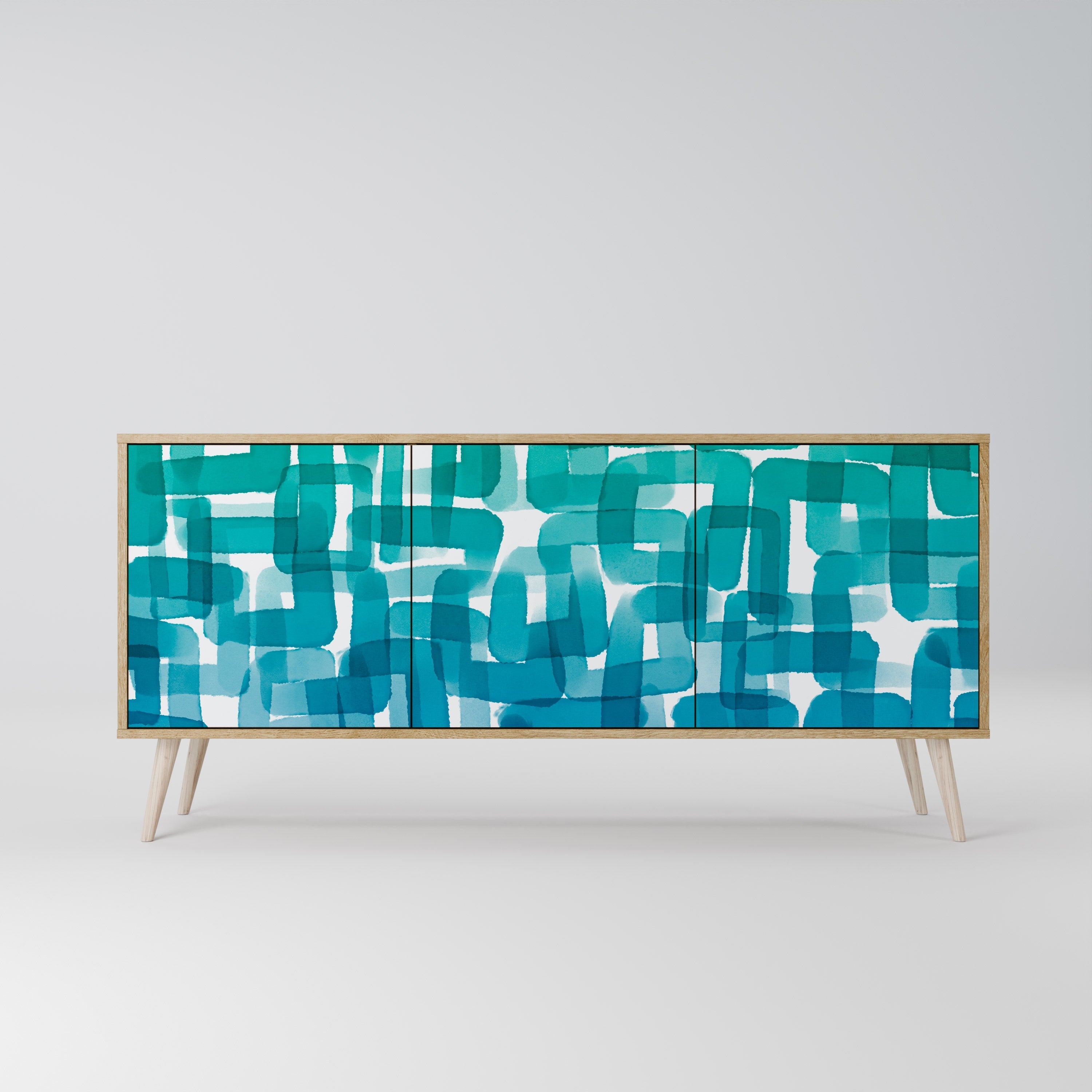 TURQUOISE RECTANGLES 3-türiges Sideboard in Eichenoptik