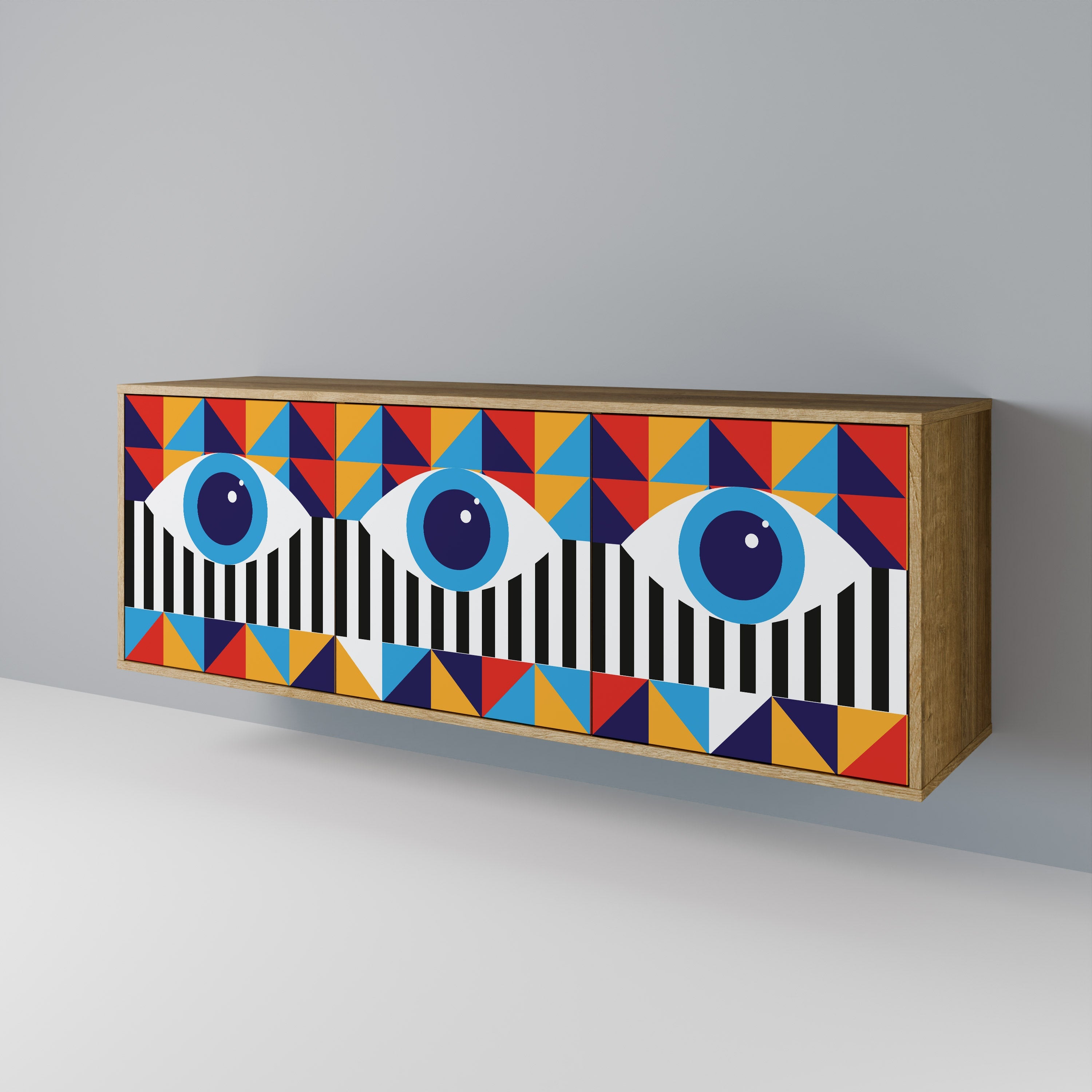 ABSTRACTION AND GEOMETRY 3-türiges Sideboard in Eichenoptik