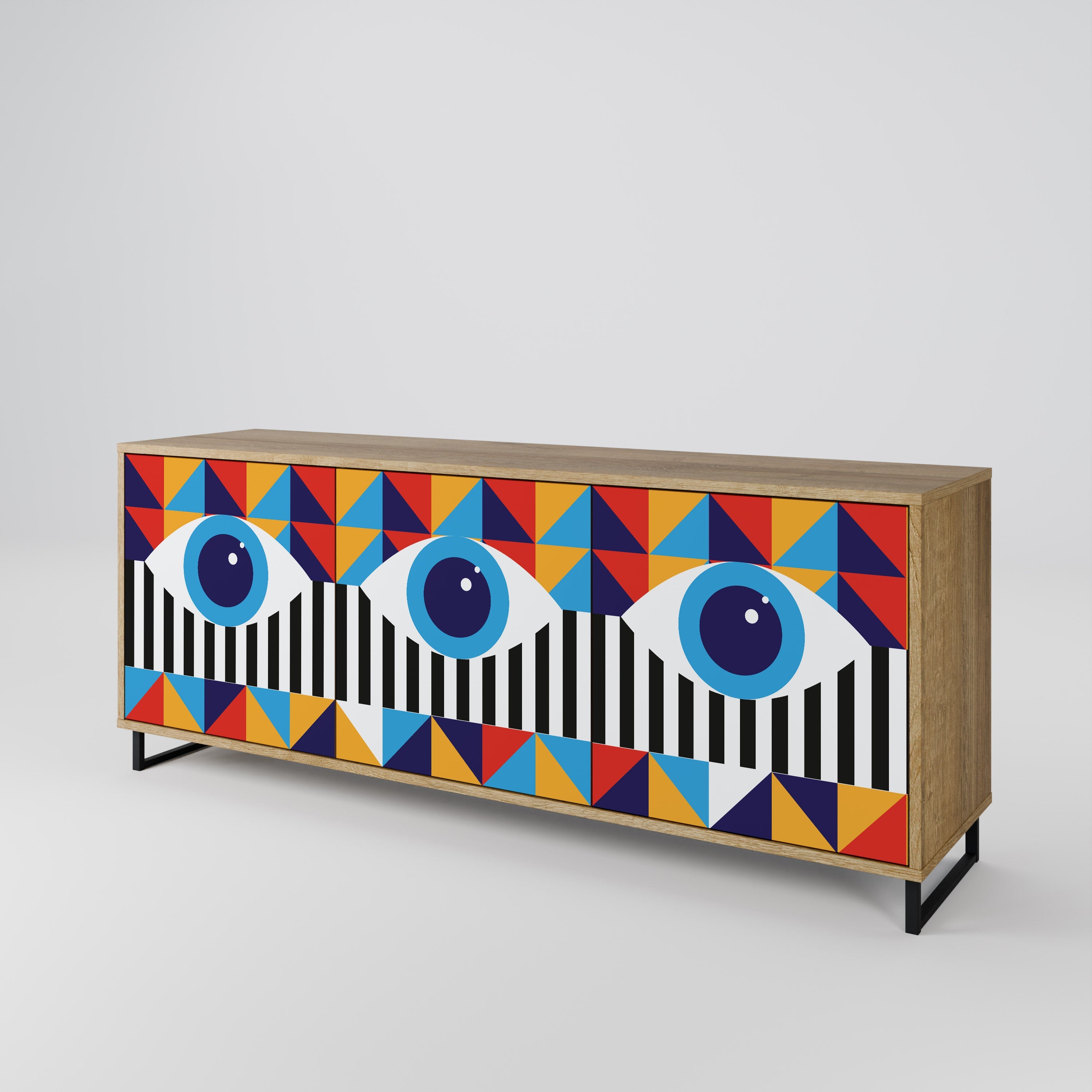 ABSTRACTION AND GEOMETRY 3-türiges Sideboard in Eichenoptik