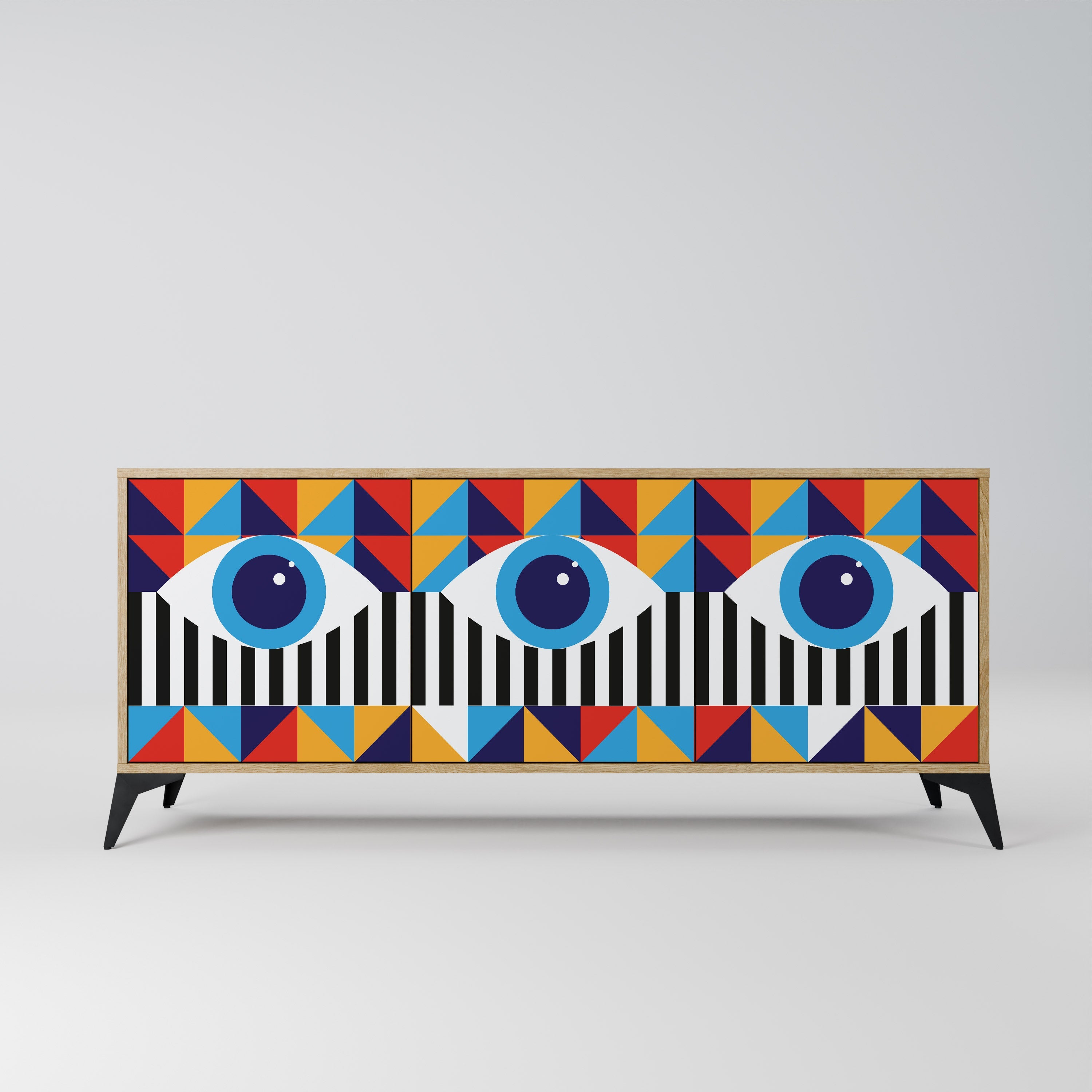 ABSTRACTION AND GEOMETRY 3-türiges Sideboard in Eichenoptik