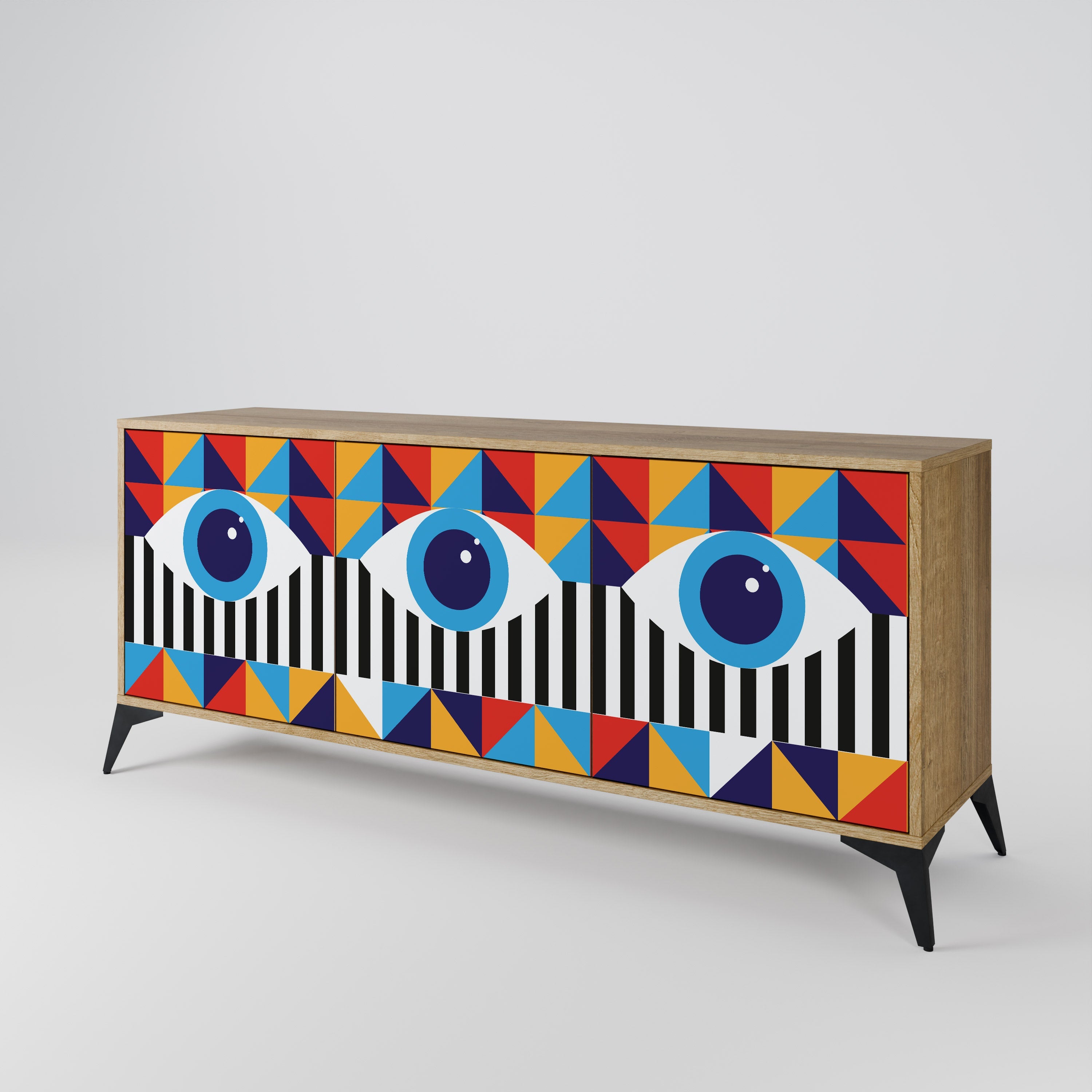 ABSTRACTION AND GEOMETRY 3-türiges Sideboard in Eichenoptik