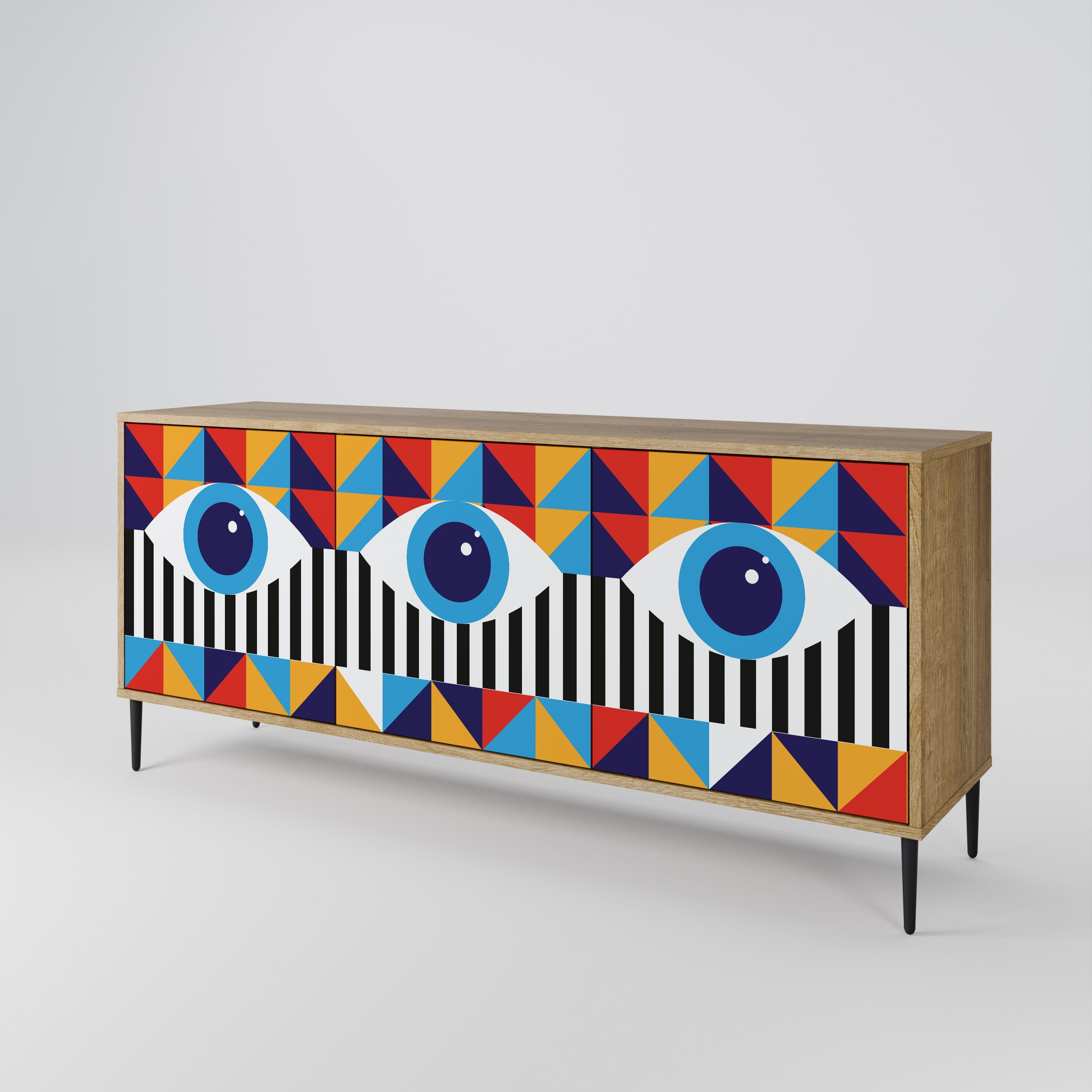 ABSTRACTION AND GEOMETRY 3-türiges Sideboard in Eichenoptik
