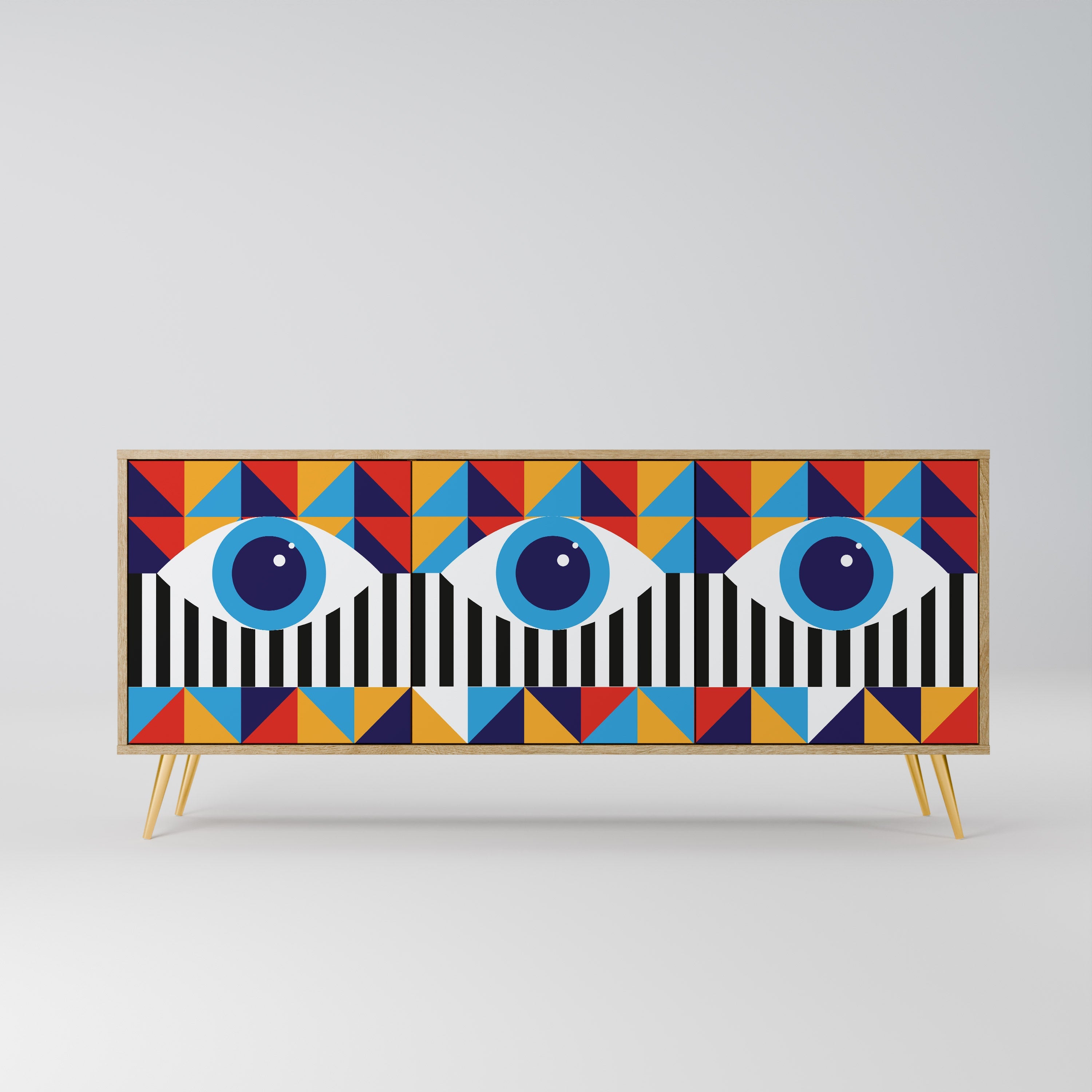 ABSTRACTION AND GEOMETRY 3-türiges Sideboard in Eichenoptik