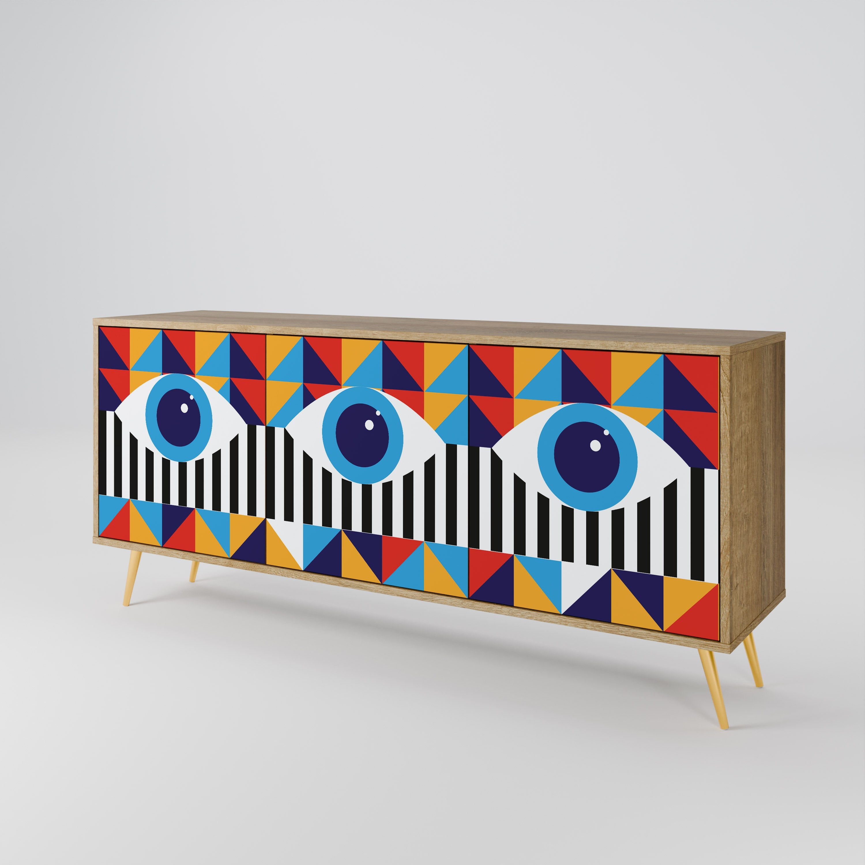 ABSTRACTION AND GEOMETRY 3-türiges Sideboard in Eichenoptik