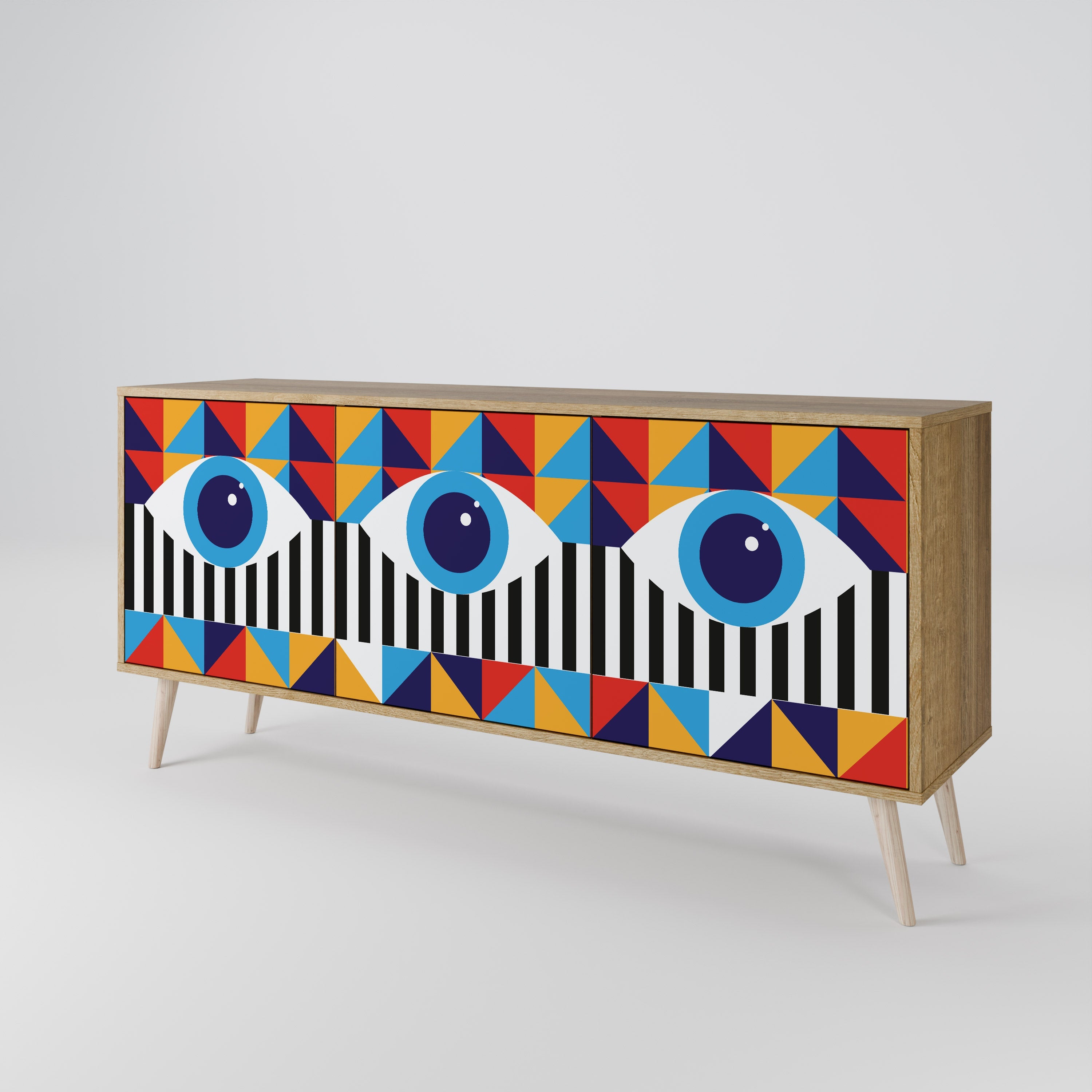 ABSTRACTION AND GEOMETRY 3-türiges Sideboard in Eichenoptik