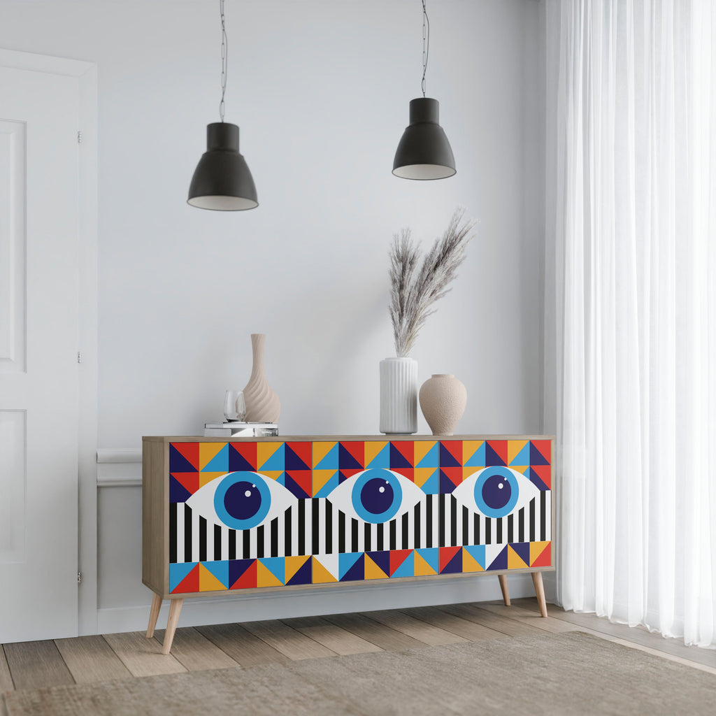 ABSTRACTION AND GEOMETRY 3-türiges Sideboard in Eichenoptik