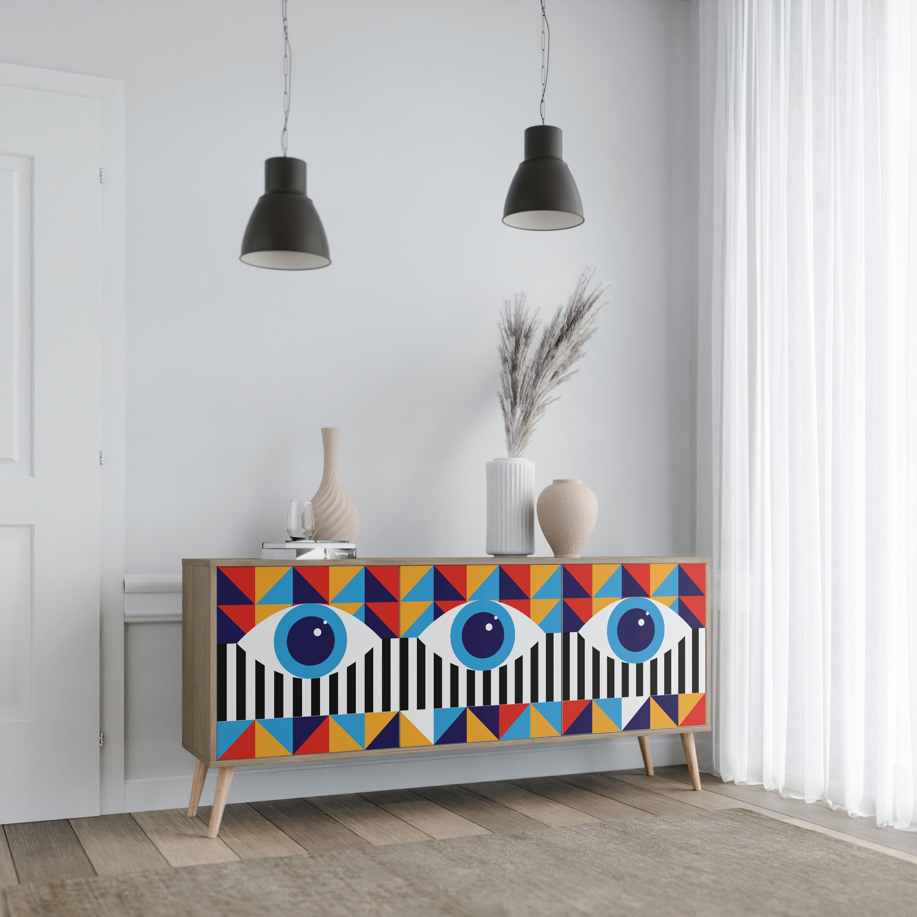ABSTRACTION AND GEOMETRY 3-türiges Sideboard in Eichenoptik