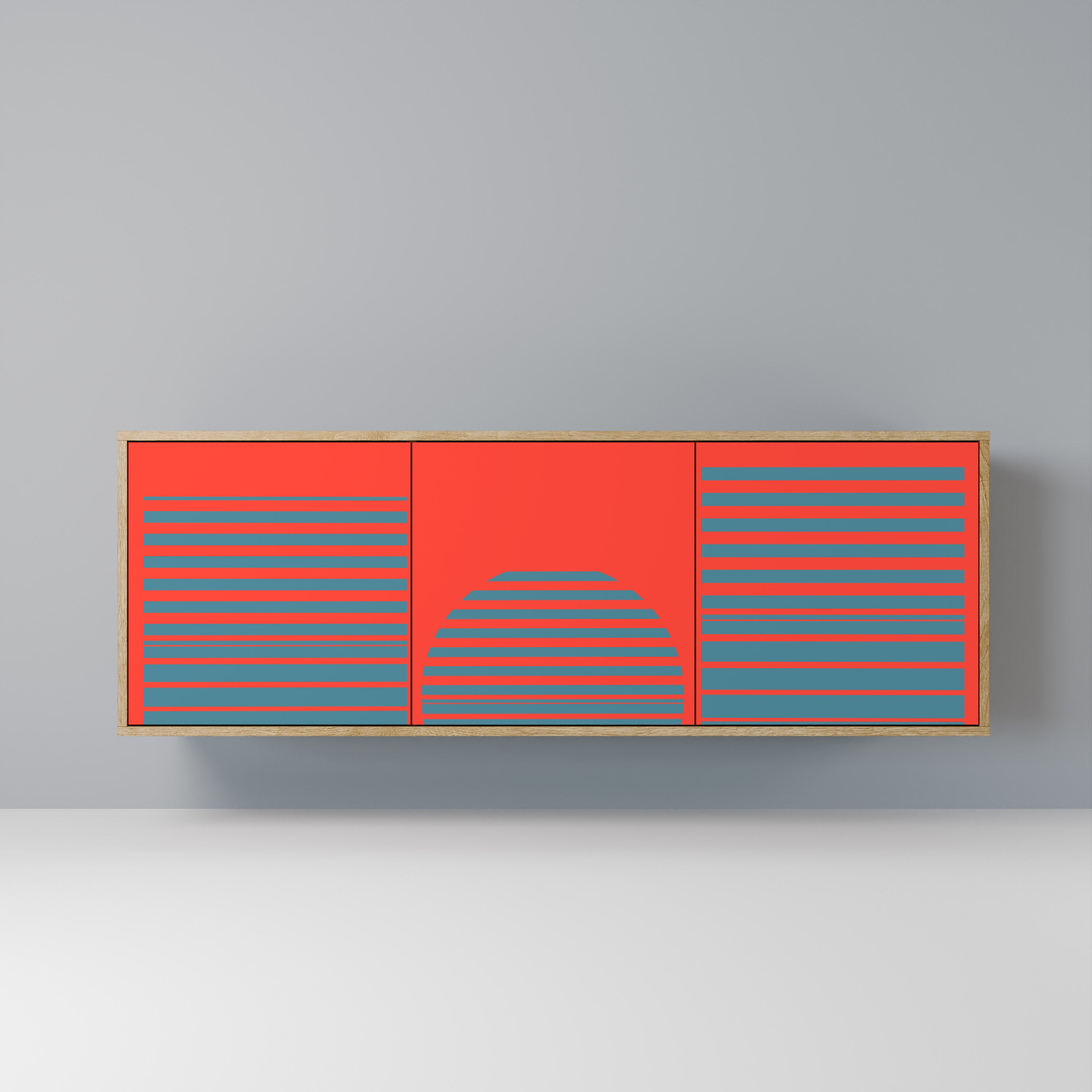 RISING GEOMETRY STARS 3-türiges Sideboard in Eichenoptik