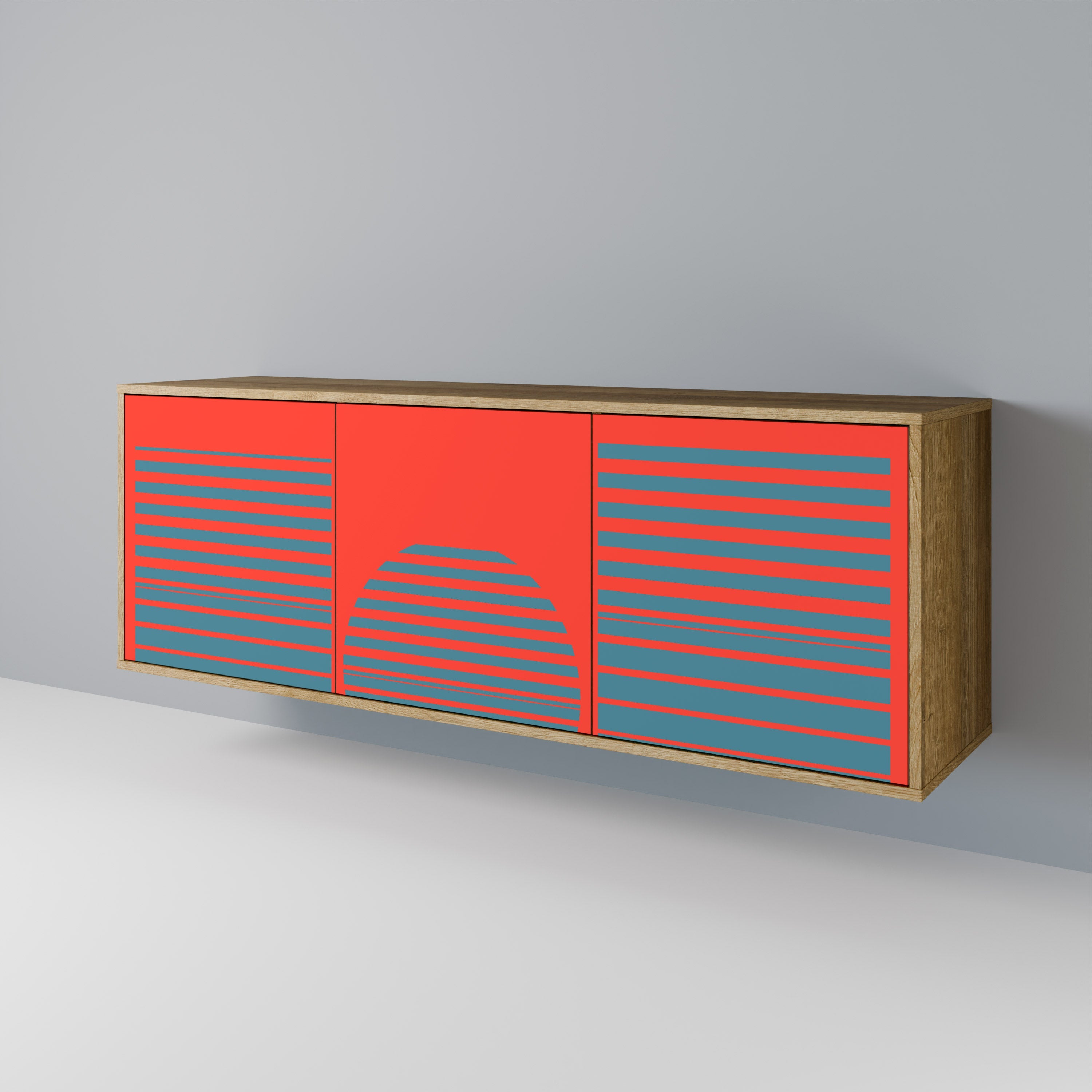 RISING GEOMETRY STARS 3-türiges Sideboard in Eichenoptik