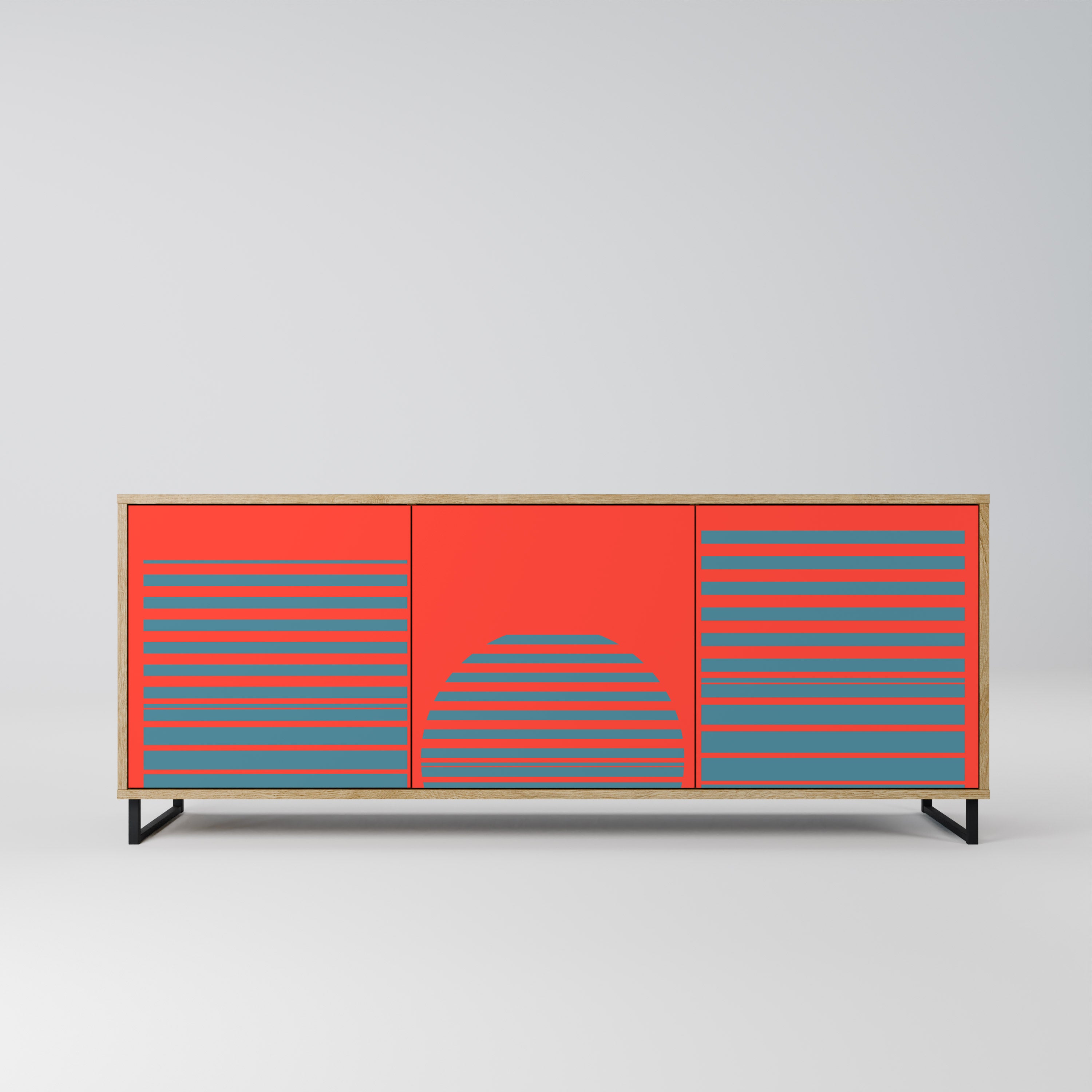 RISING GEOMETRY STARS 3-türiges Sideboard in Eichenoptik