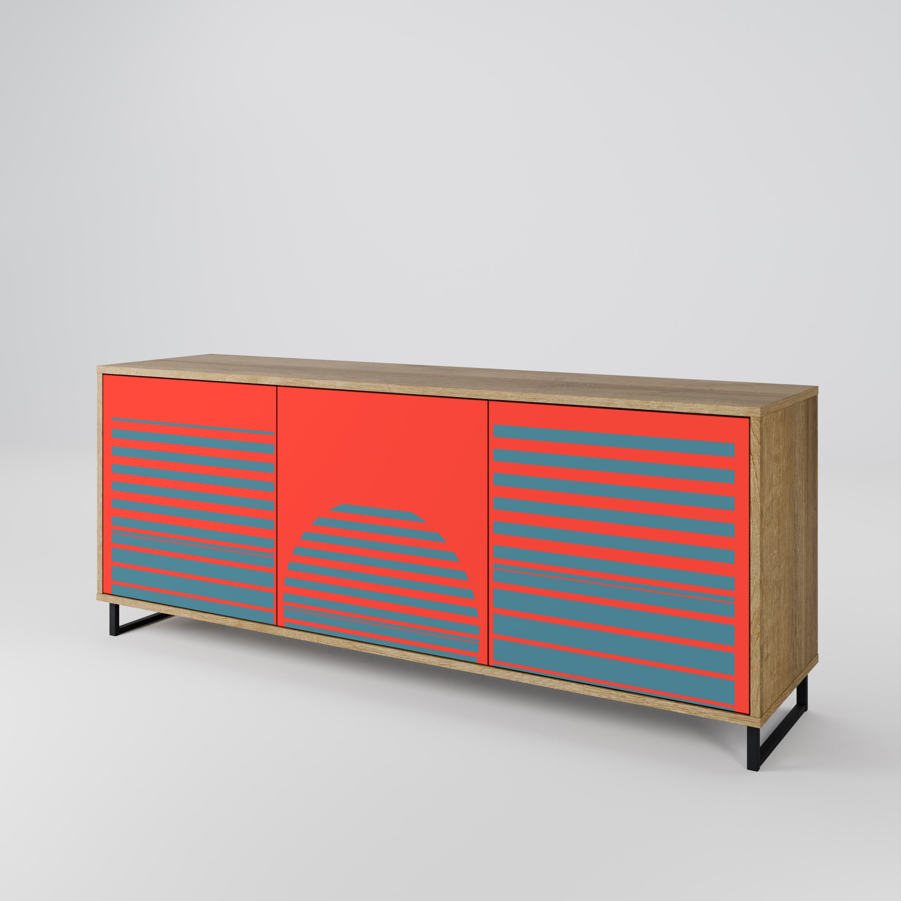 RISING GEOMETRY STARS 3-türiges Sideboard in Eichenoptik