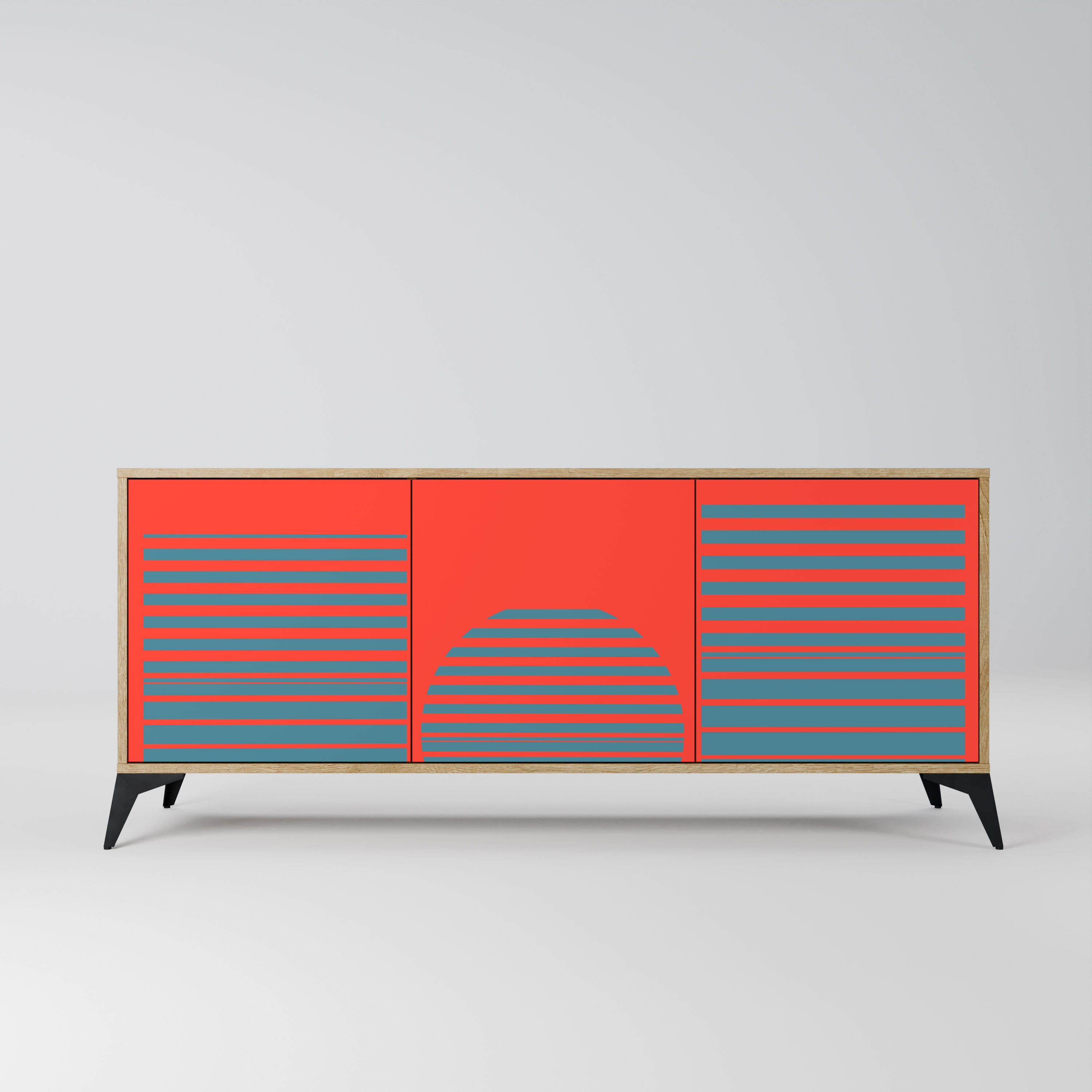 RISING GEOMETRY STARS 3-türiges Sideboard in Eichenoptik