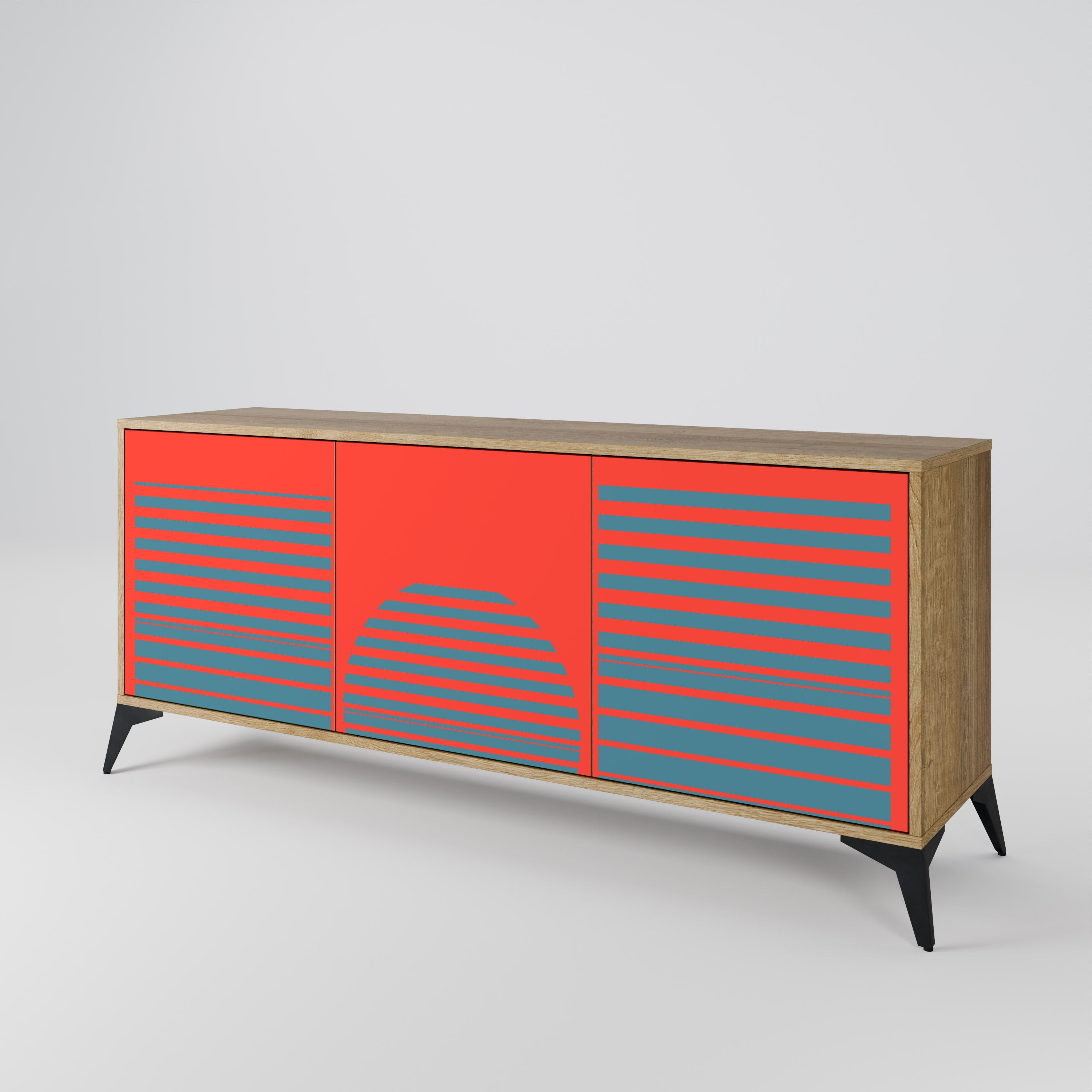 RISING GEOMETRY STARS 3-türiges Sideboard in Eichenoptik
