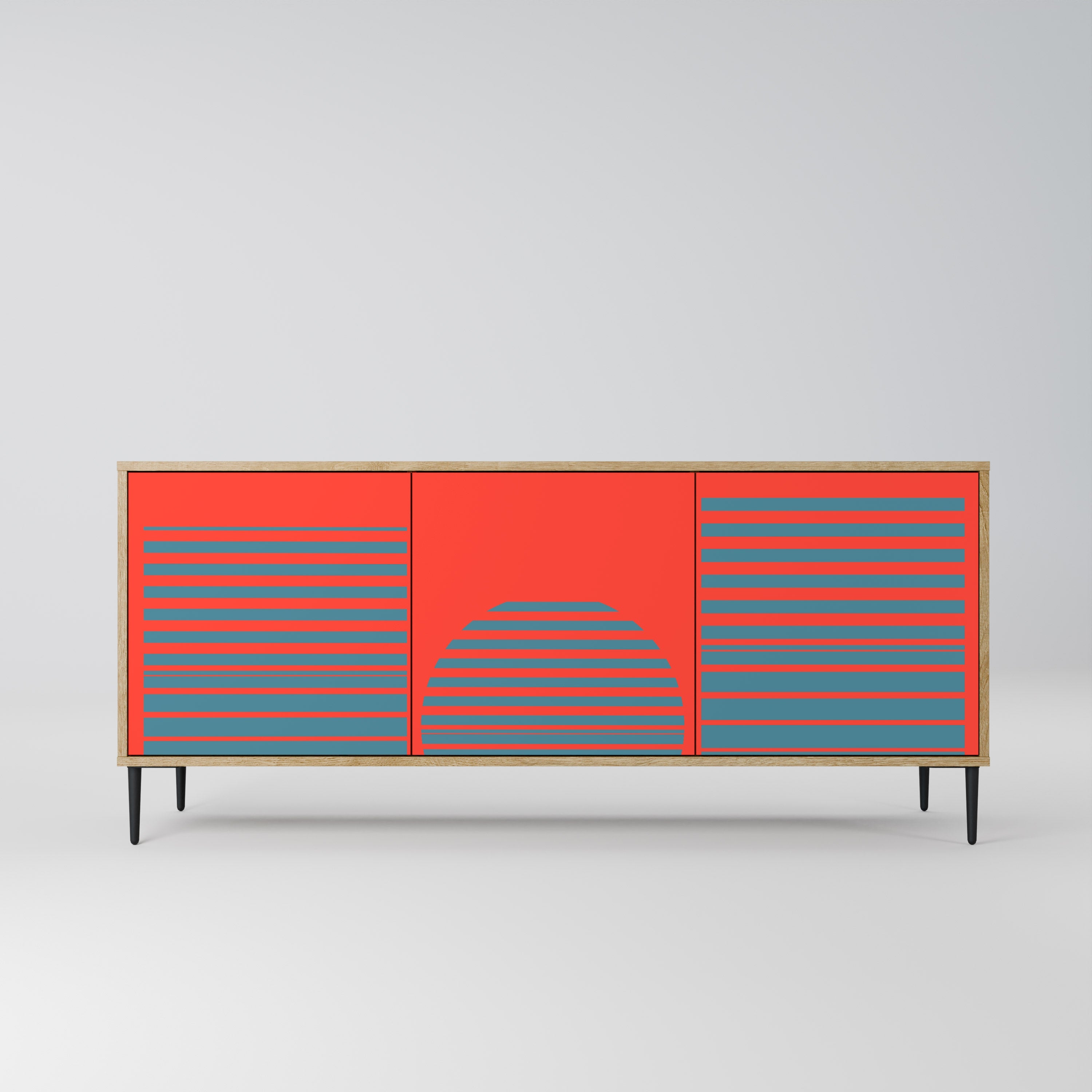 RISING GEOMETRY STARS 3-türiges Sideboard in Eichenoptik
