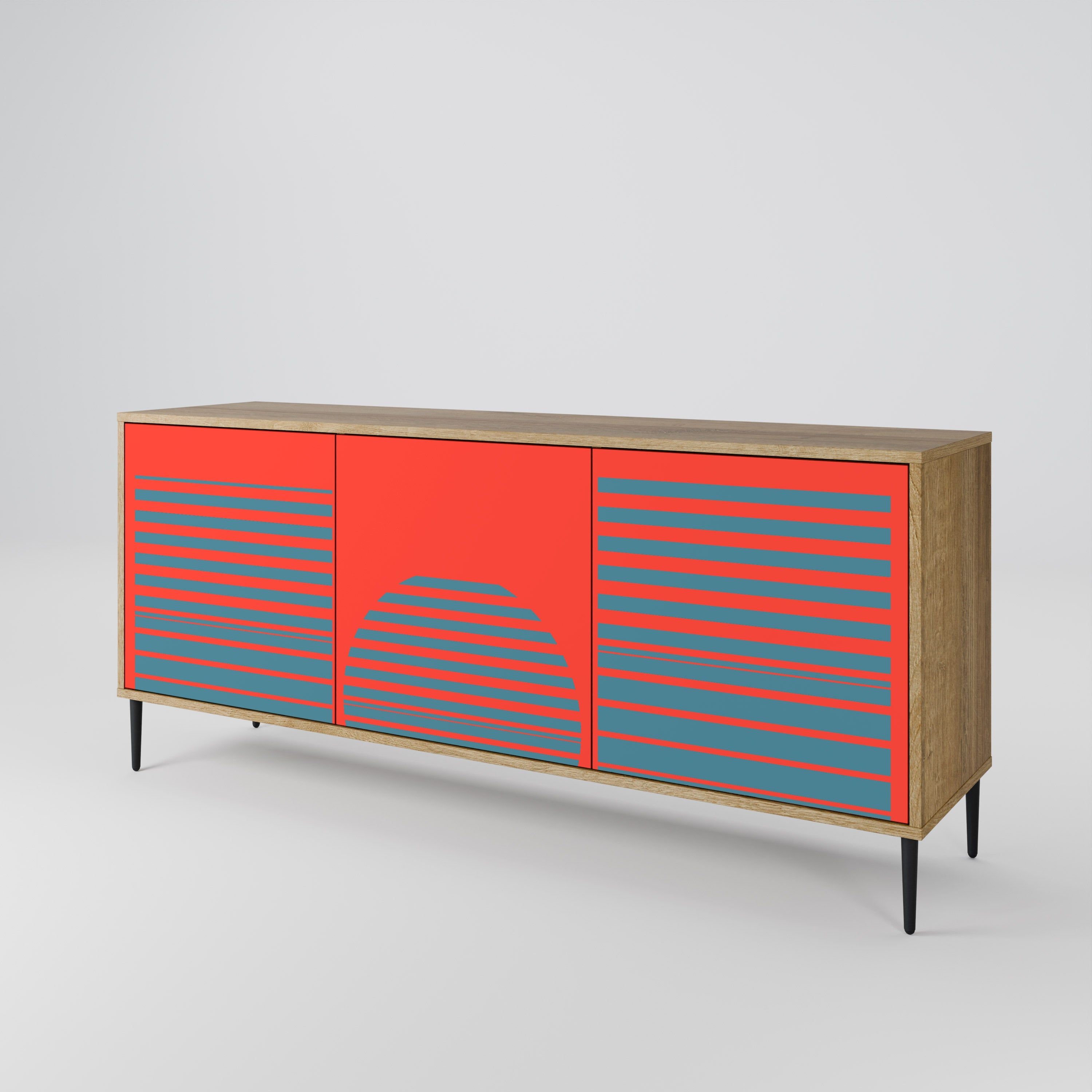 RISING GEOMETRY STARS 3-türiges Sideboard in Eichenoptik