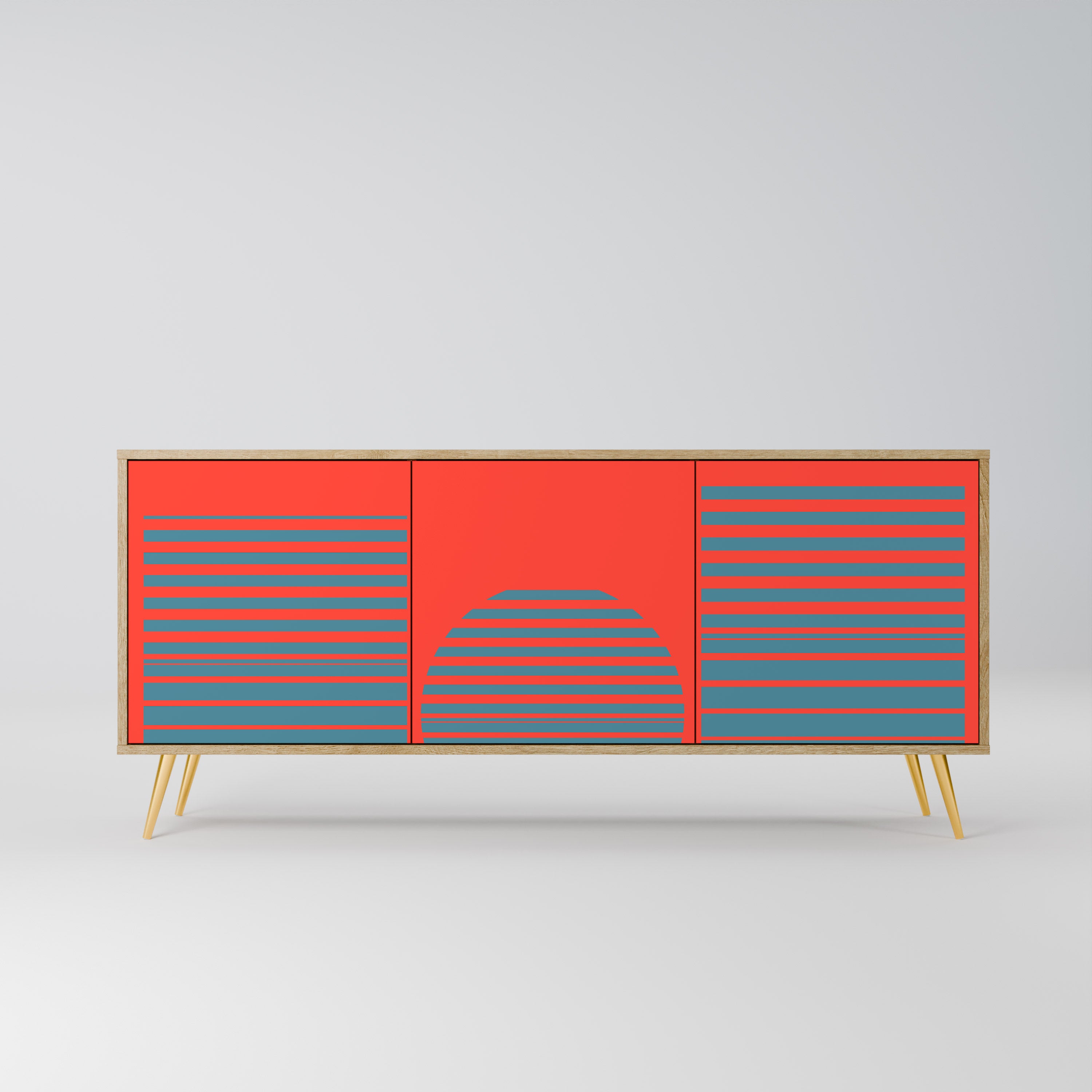 RISING GEOMETRY STARS 3-türiges Sideboard in Eichenoptik