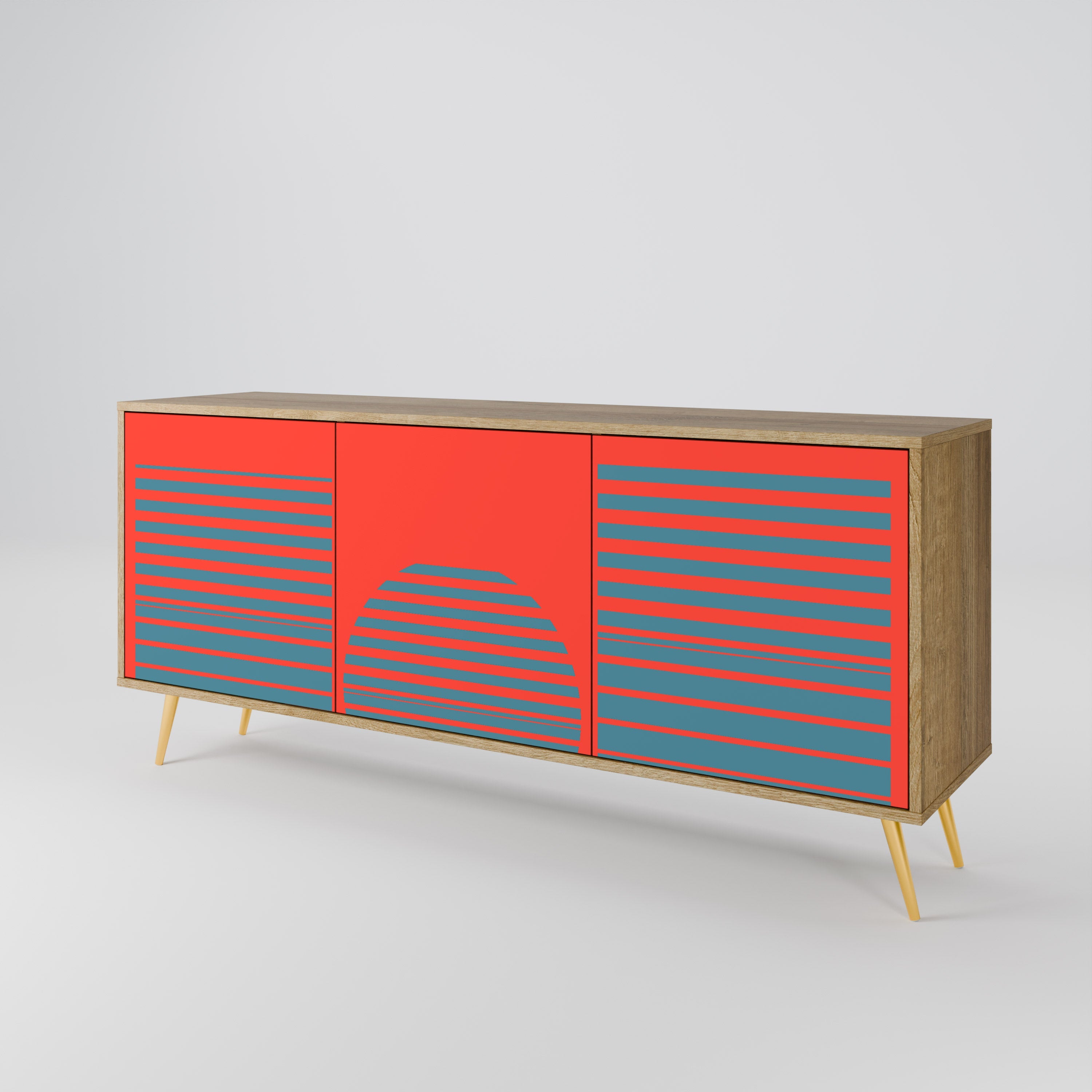 RISING GEOMETRY STARS 3-türiges Sideboard in Eichenoptik