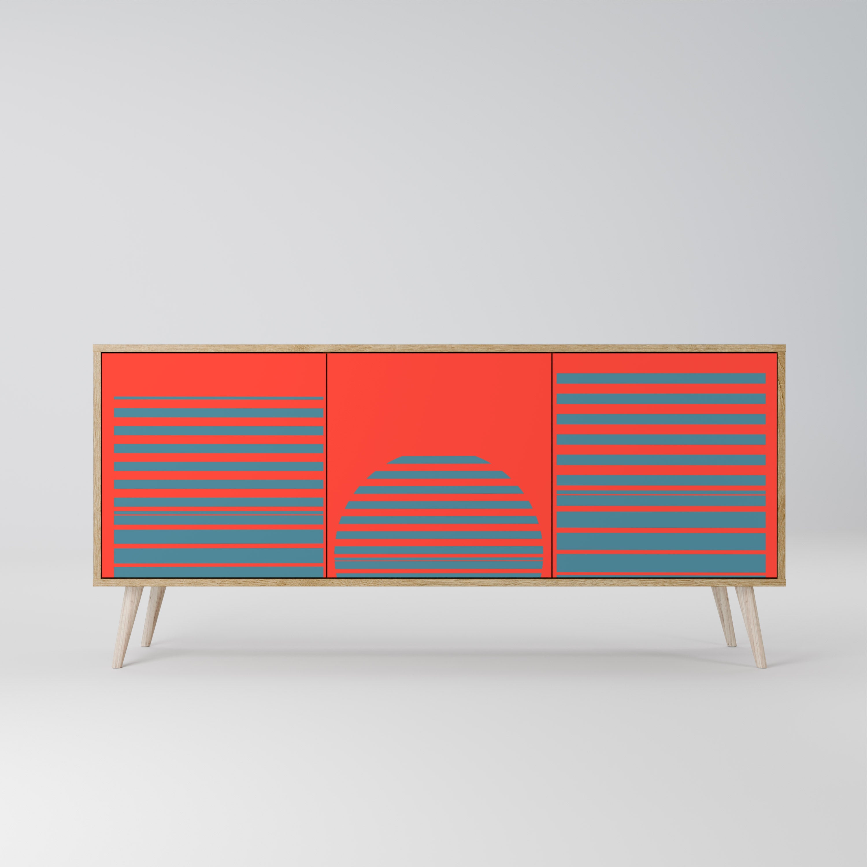 RISING GEOMETRY STARS 3-türiges Sideboard in Eichenoptik