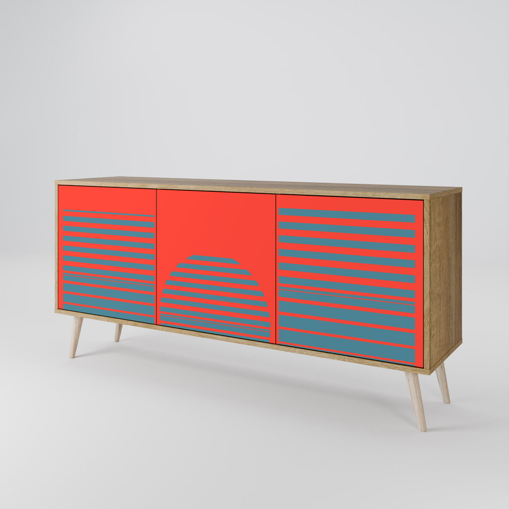 RISING GEOMETRY STARS 3-türiges Sideboard in Eichenoptik
