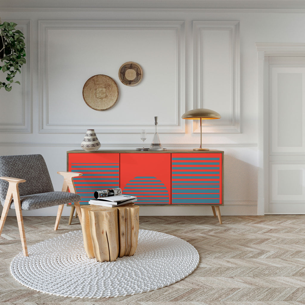 RISING GEOMETRY STARS 3-türiges Sideboard in Eichenoptik