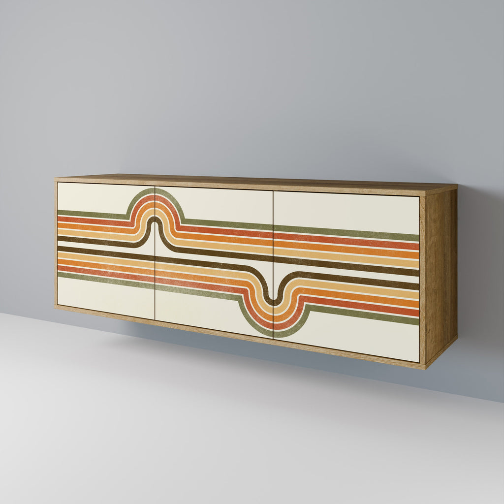 AUSSERGEWÖHNLICHES STREAM 3-türiges Sideboard in Eichenoptik
