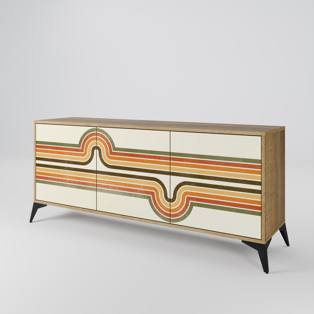 AUSSERGEWÖHNLICHES STREAM 3-türiges Sideboard in Eichenoptik
