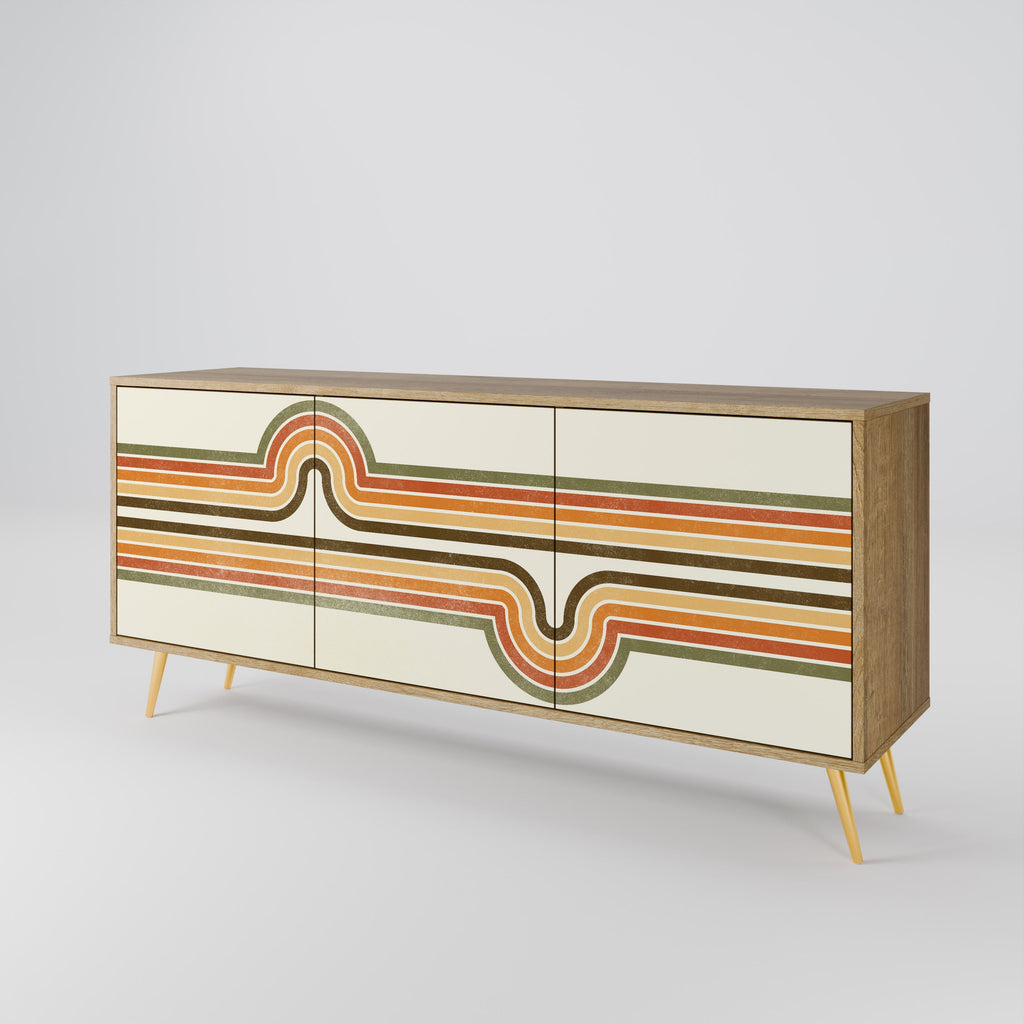 AUSSERGEWÖHNLICHES STREAM 3-türiges Sideboard in Eichenoptik