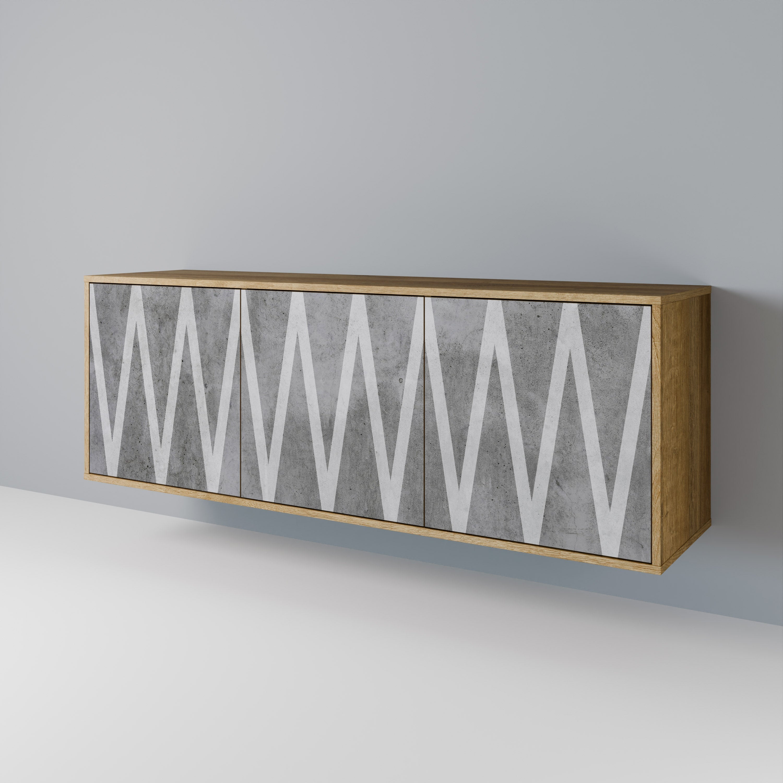 SOLID ZIG ZAG Sideboard mit 3 Türen in Eichenoptik