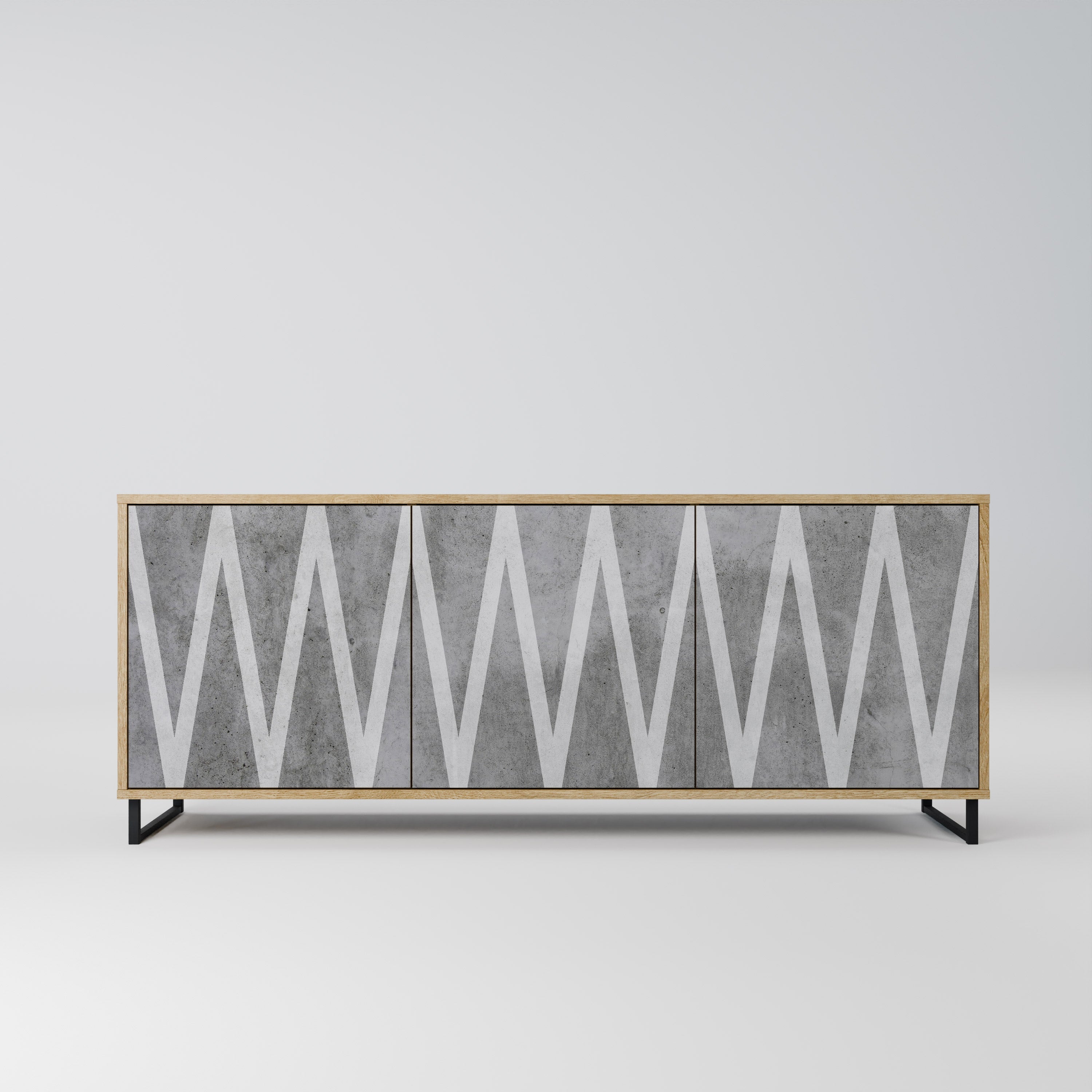 SOLID ZIG ZAG Sideboard mit 3 Türen in Eichenoptik