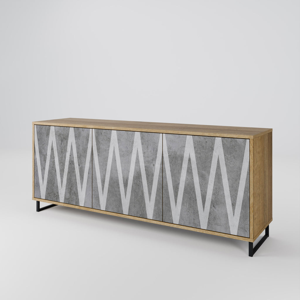 SOLID ZIG ZAG Sideboard mit 3 Türen in Eichenoptik