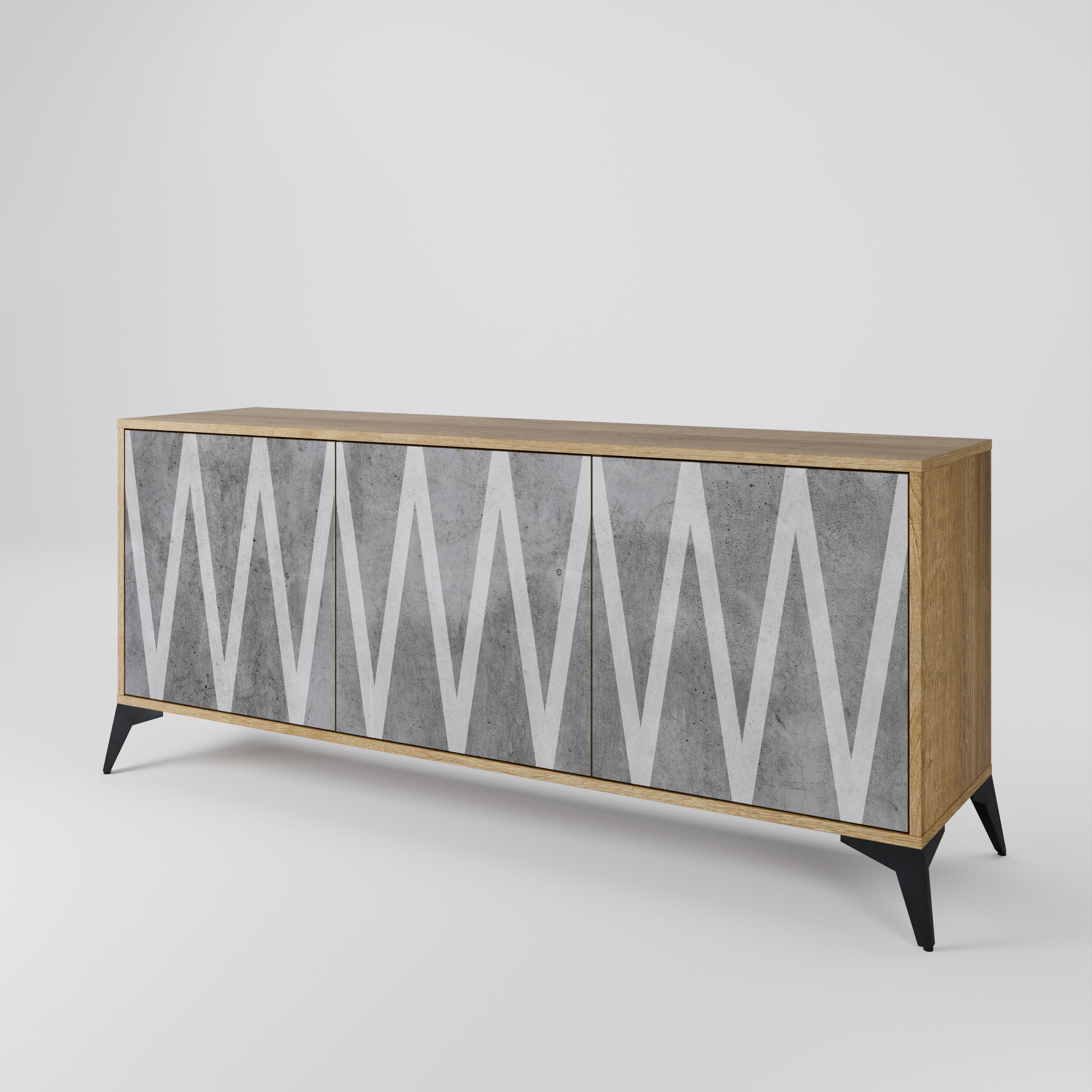 SOLID ZIG ZAG Sideboard mit 3 Türen in Eichenoptik