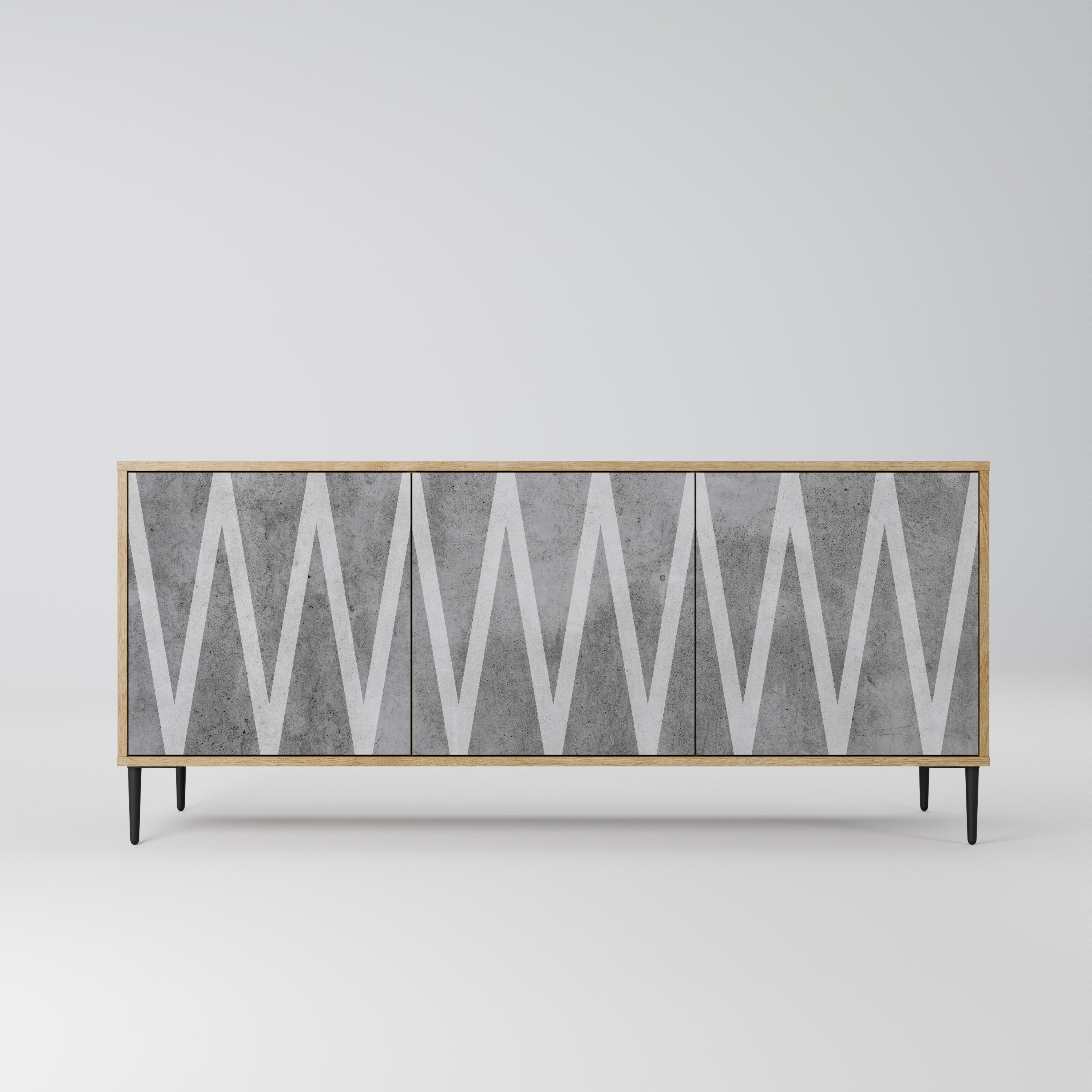 SOLID ZIG ZAG Sideboard mit 3 Türen in Eichenoptik