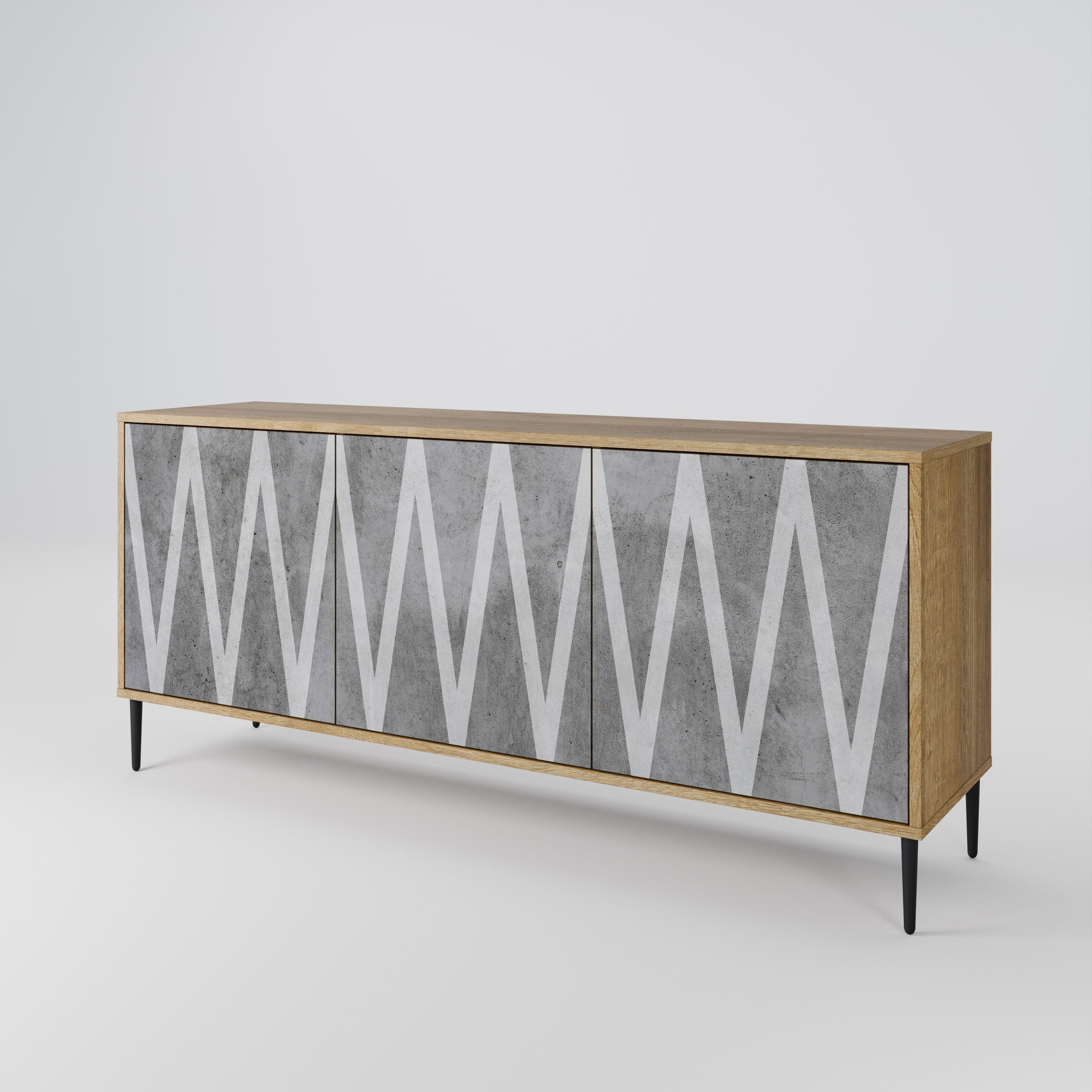 SOLID ZIG ZAG Sideboard mit 3 Türen in Eichenoptik