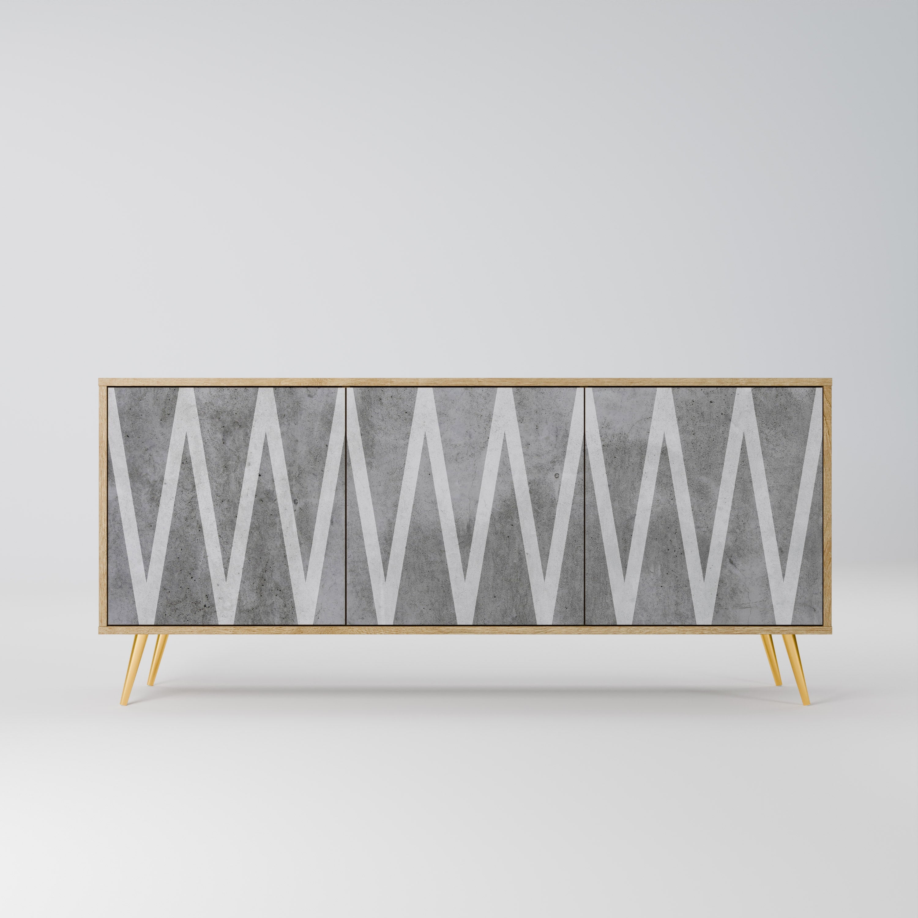 SOLID ZIG ZAG Sideboard mit 3 Türen in Eichenoptik