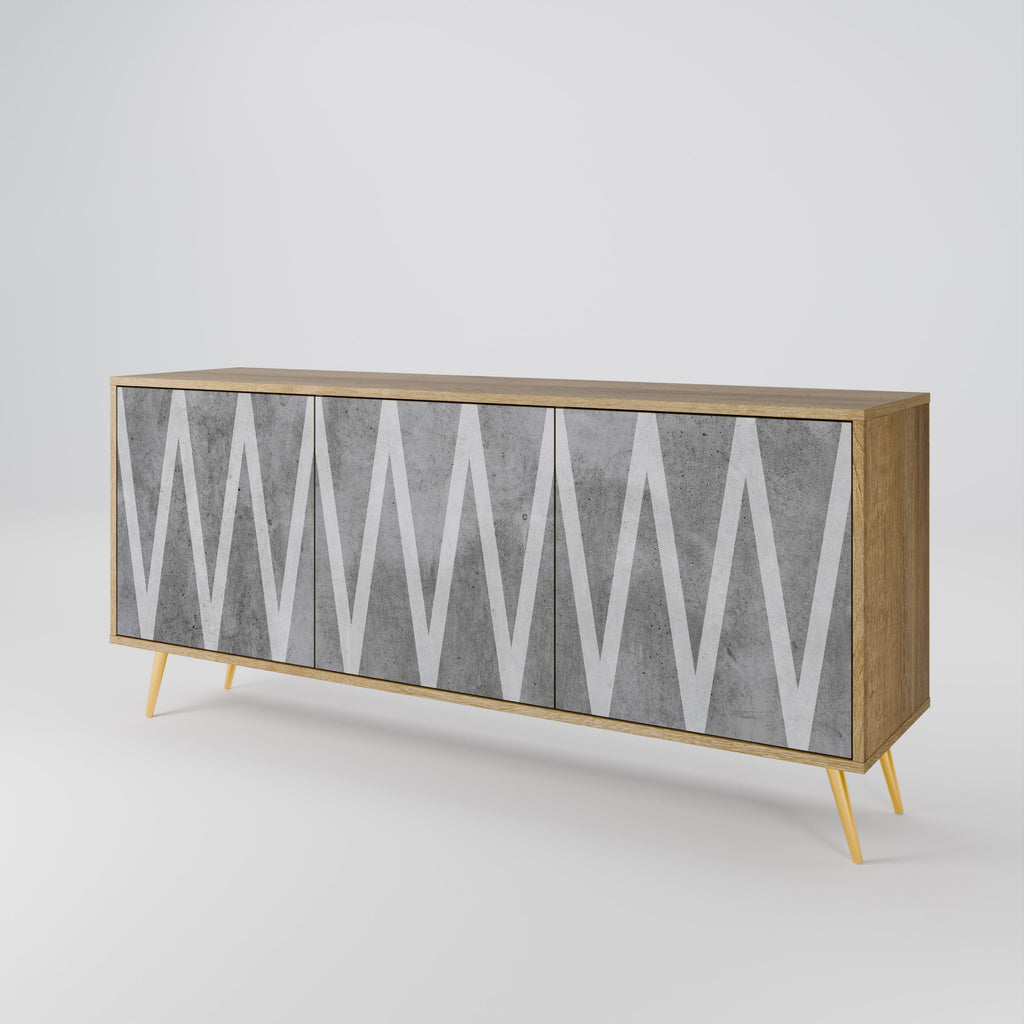 SOLID ZIG ZAG Sideboard mit 3 Türen in Eichenoptik