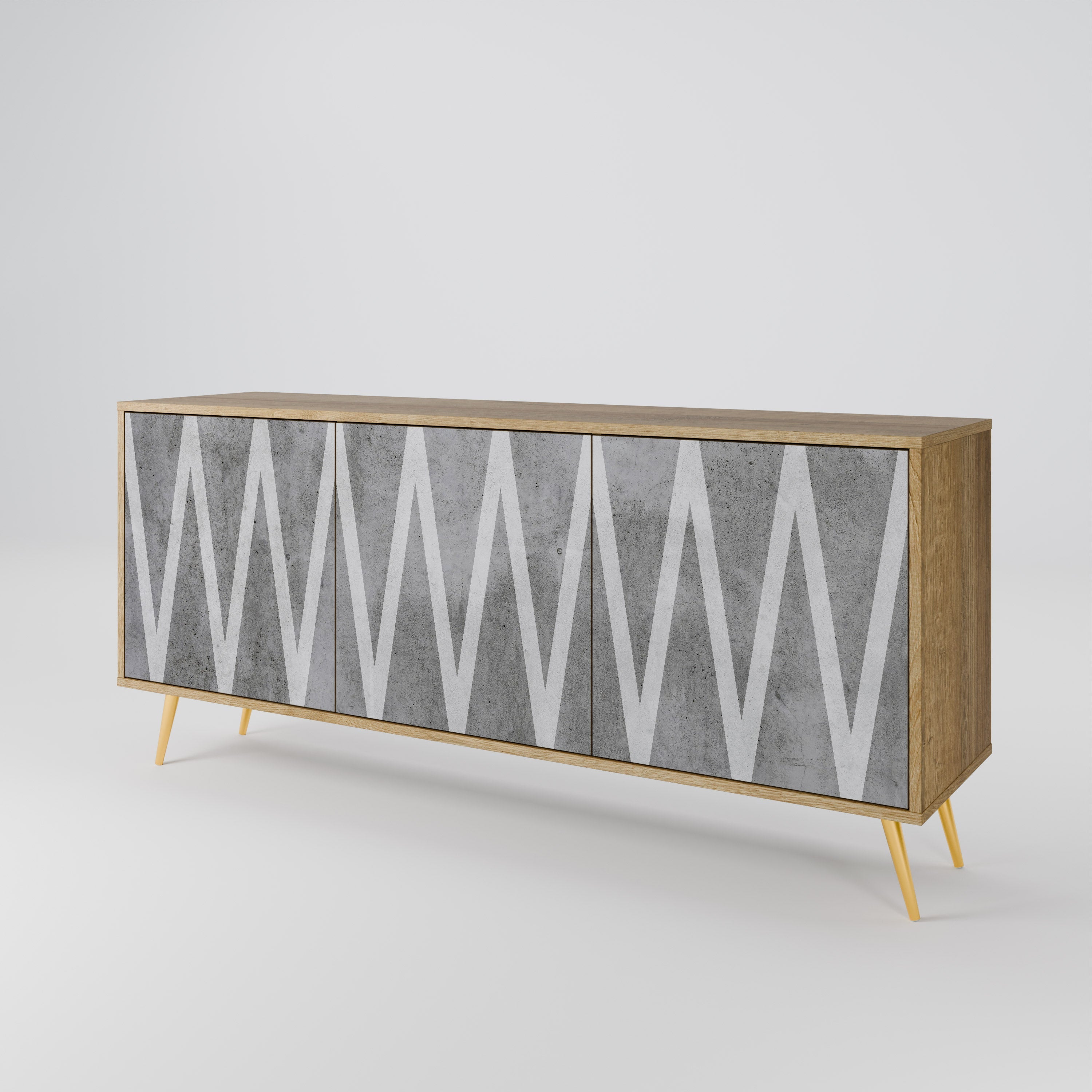 SOLID ZIG ZAG Sideboard mit 3 Türen in Eichenoptik