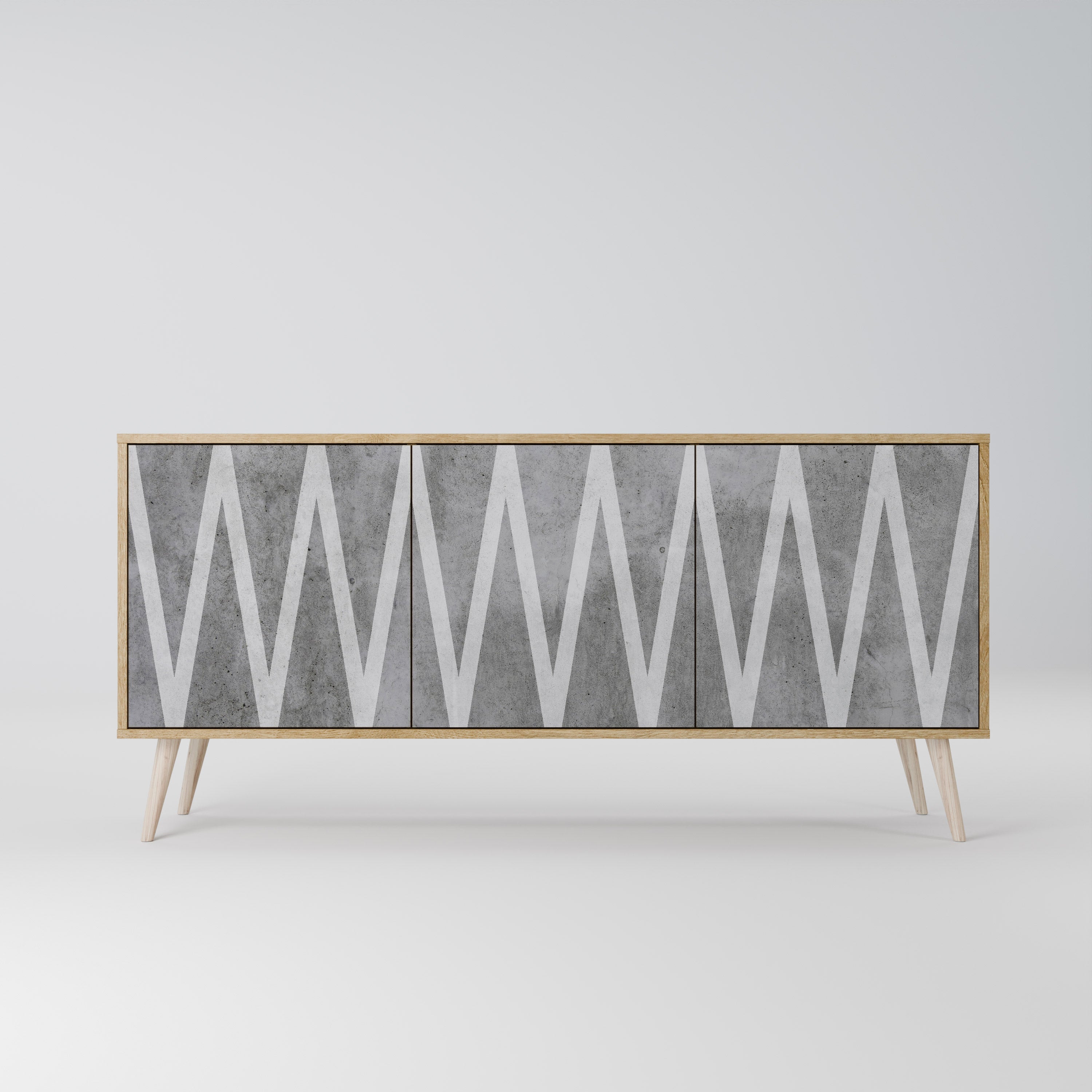 SOLID ZIG ZAG Sideboard mit 3 Türen in Eichenoptik