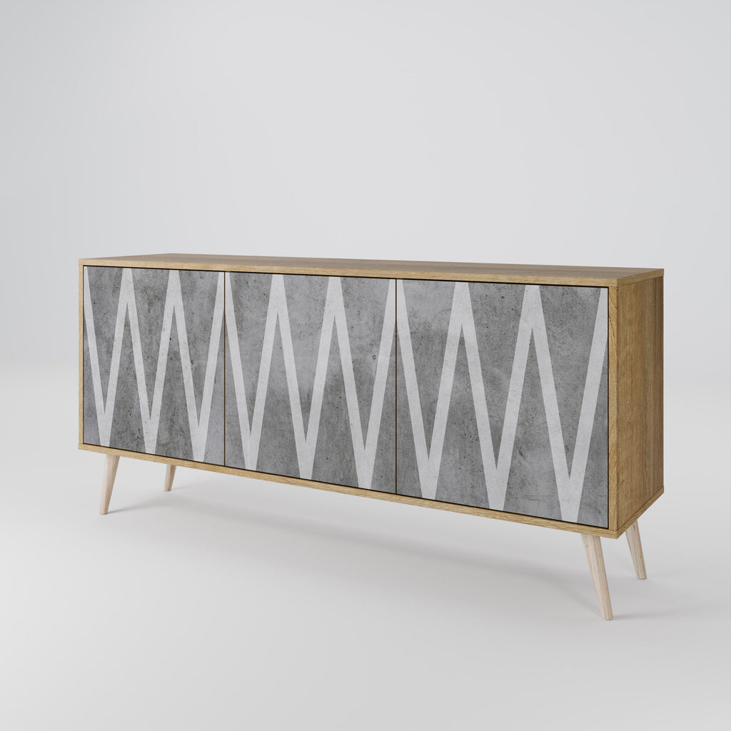 SOLID ZIG ZAG Sideboard mit 3 Türen in Eichenoptik