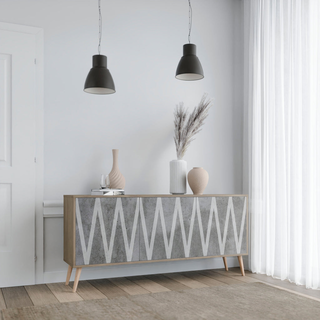 SOLID ZIG ZAG Sideboard mit 3 Türen in Eichenoptik