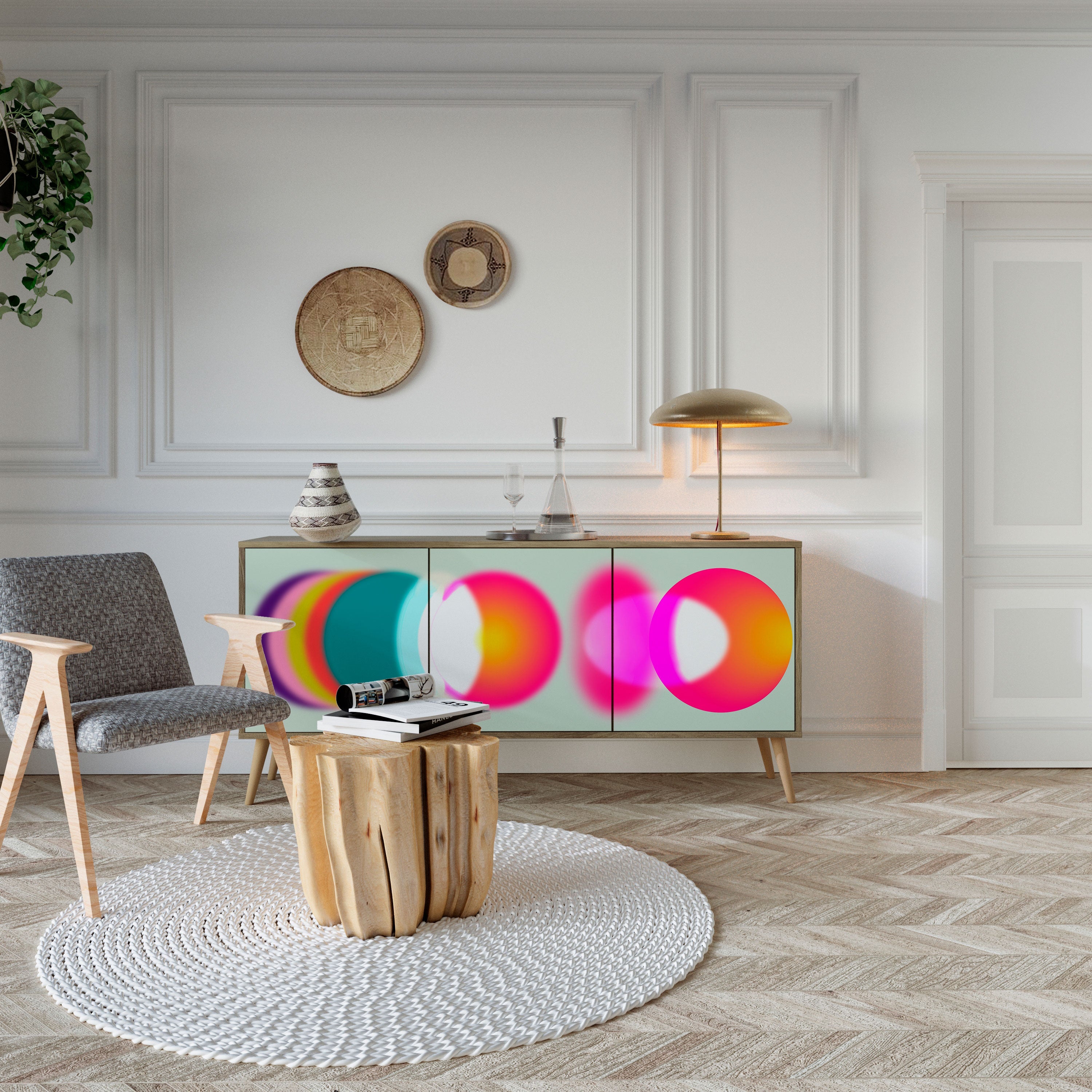 SYMPHONY OF COLORS 3-türiges Sideboard in Eichenoptik