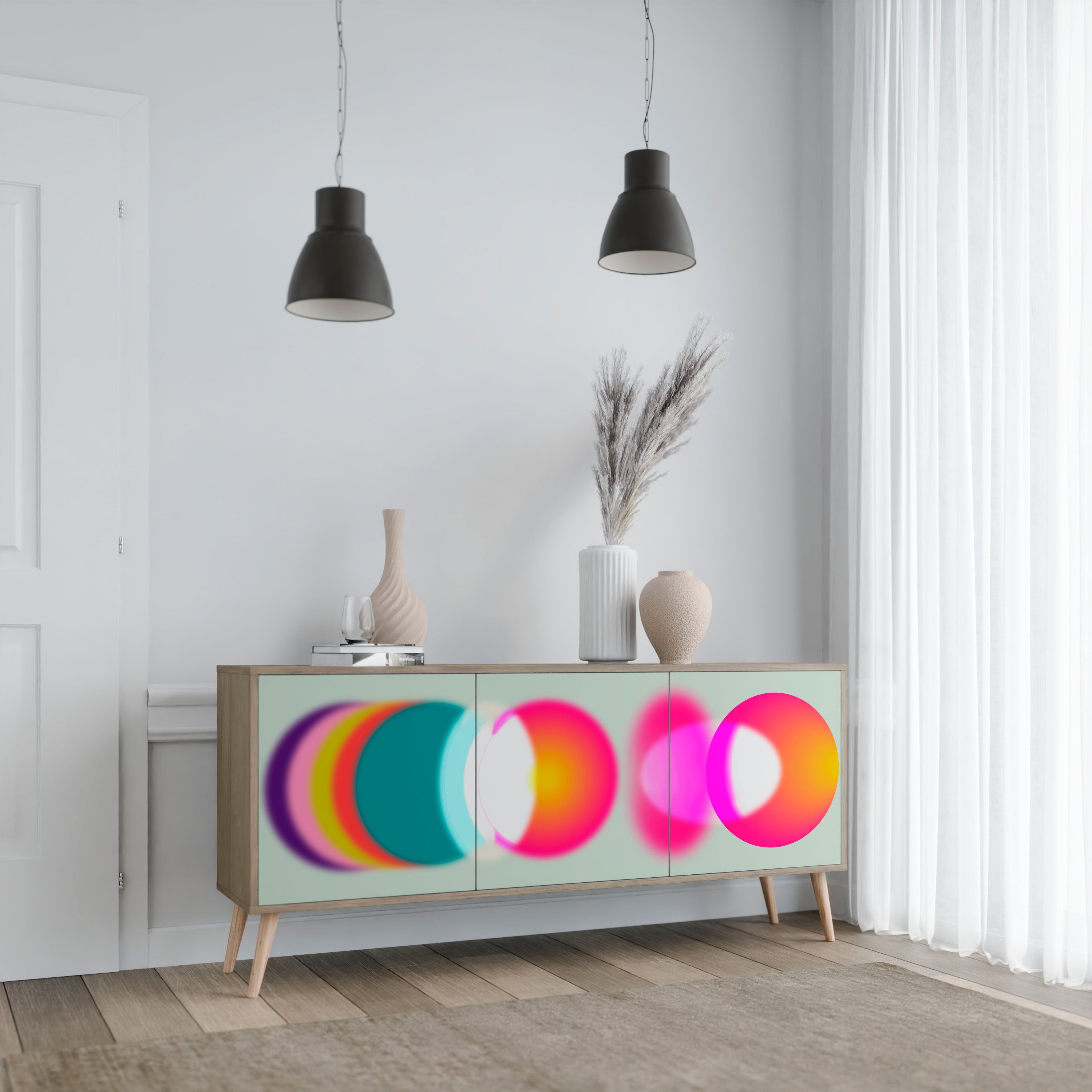 SYMPHONY OF COLORS 3-türiges Sideboard in Eichenoptik