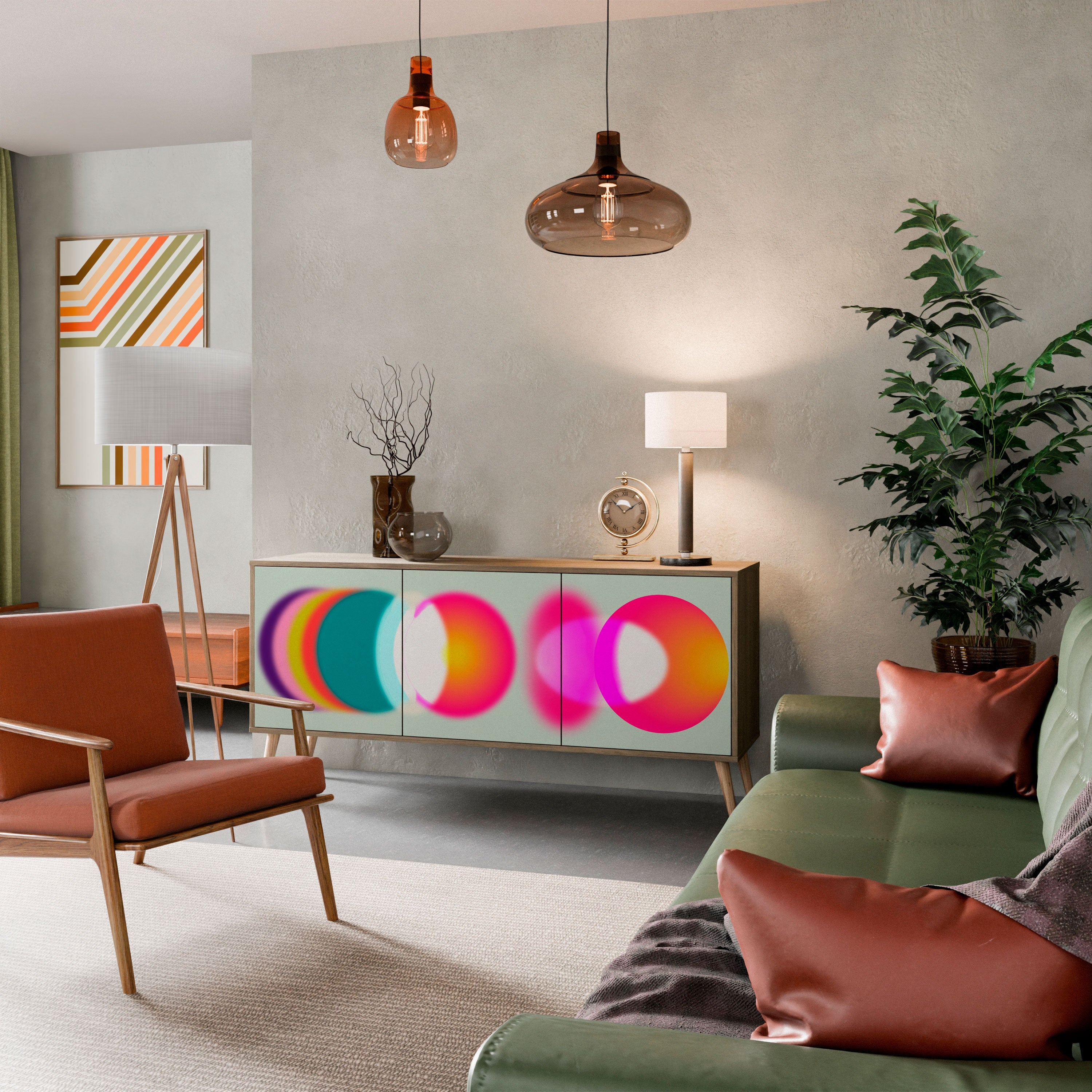 SYMPHONY OF COLORS 3-türiges Sideboard in Eichenoptik