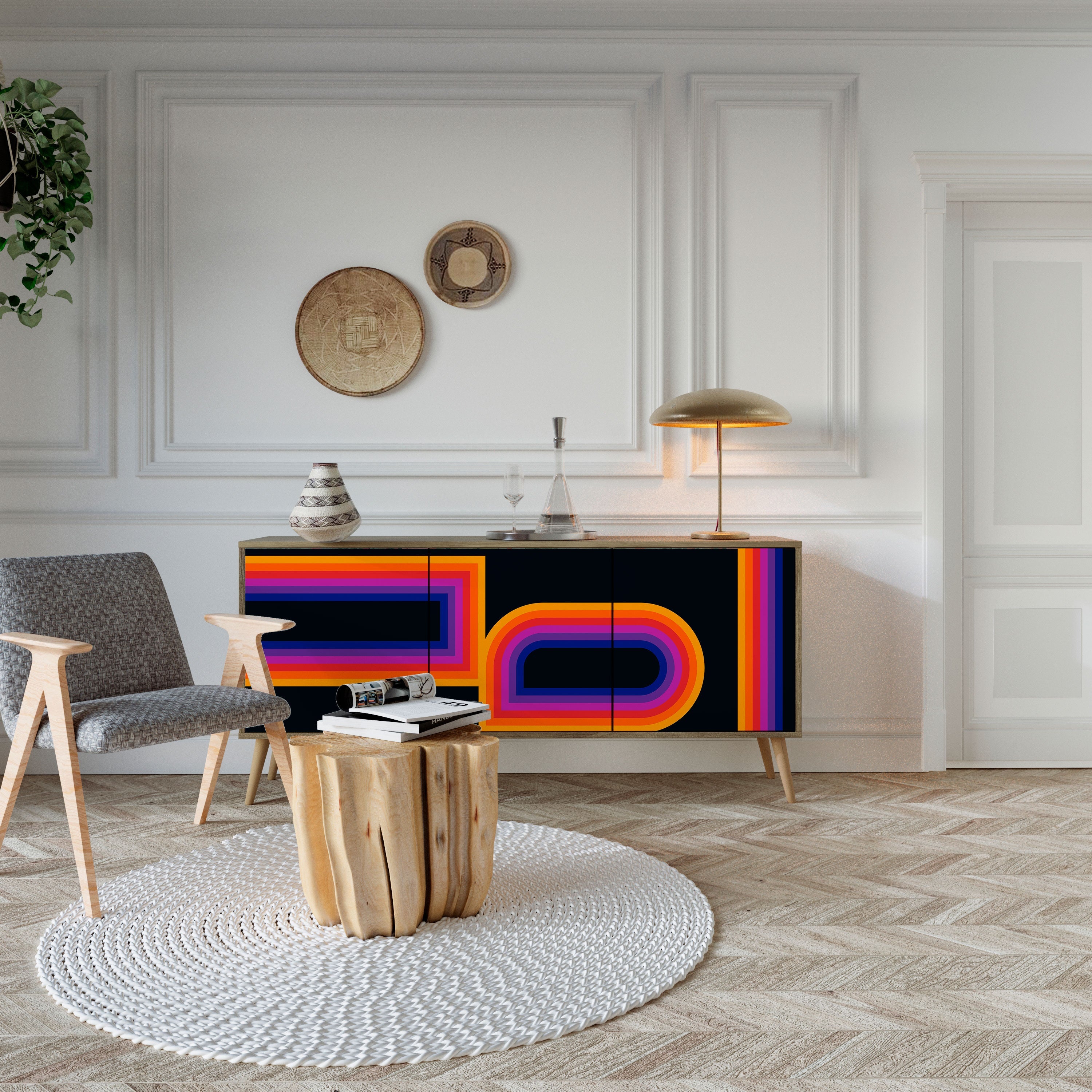 BLINDED BY THE LIGHTS 3-türiges Sideboard in Eichenoptik