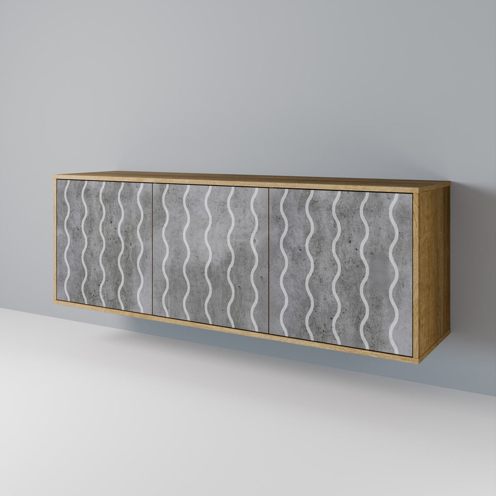 WAVES OF CONCRETE 3-türiges Sideboard in Eichenoptik